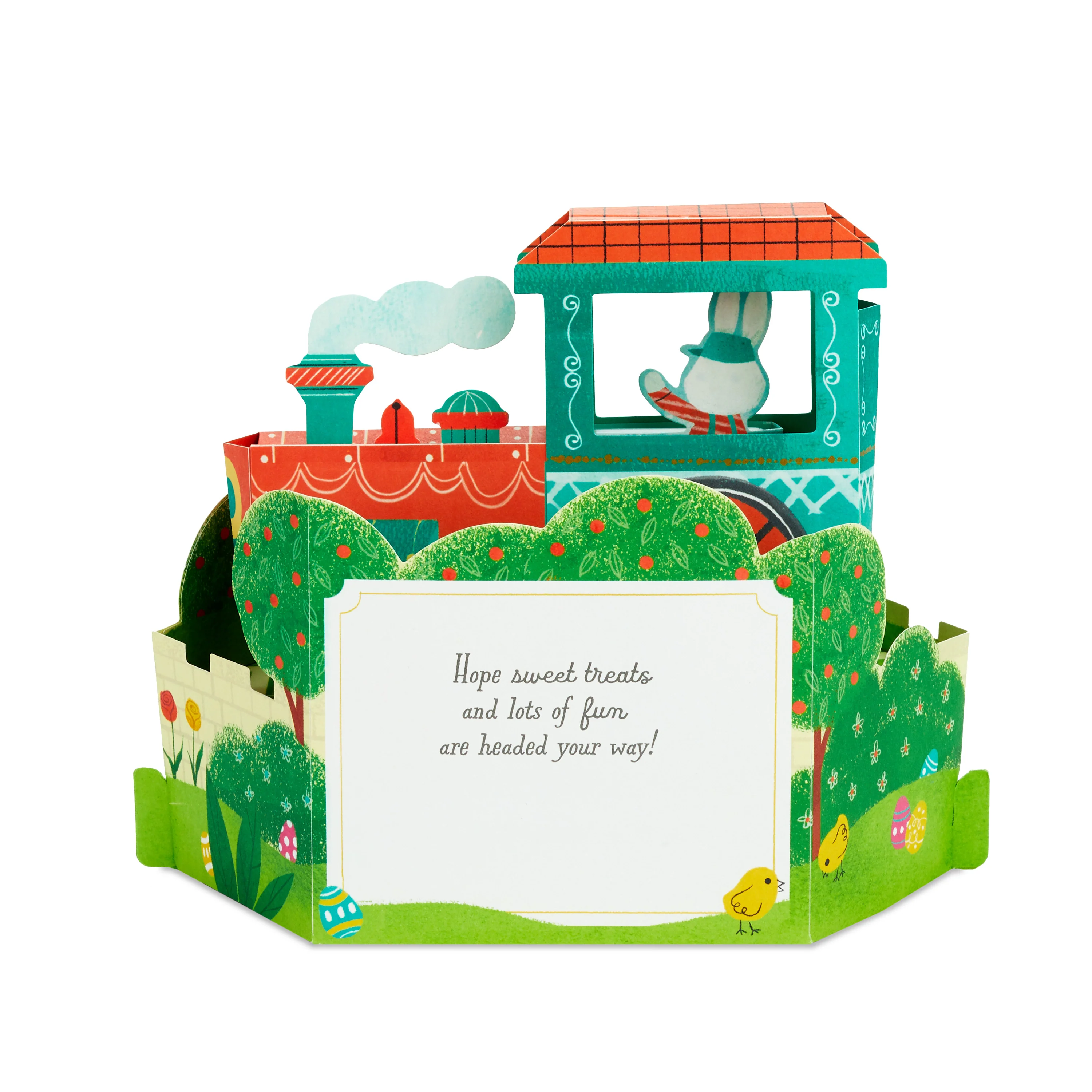 Paper Wonder Easter Card - 3D, Pop-Up Musical & Motion Green Train Design - Image 4