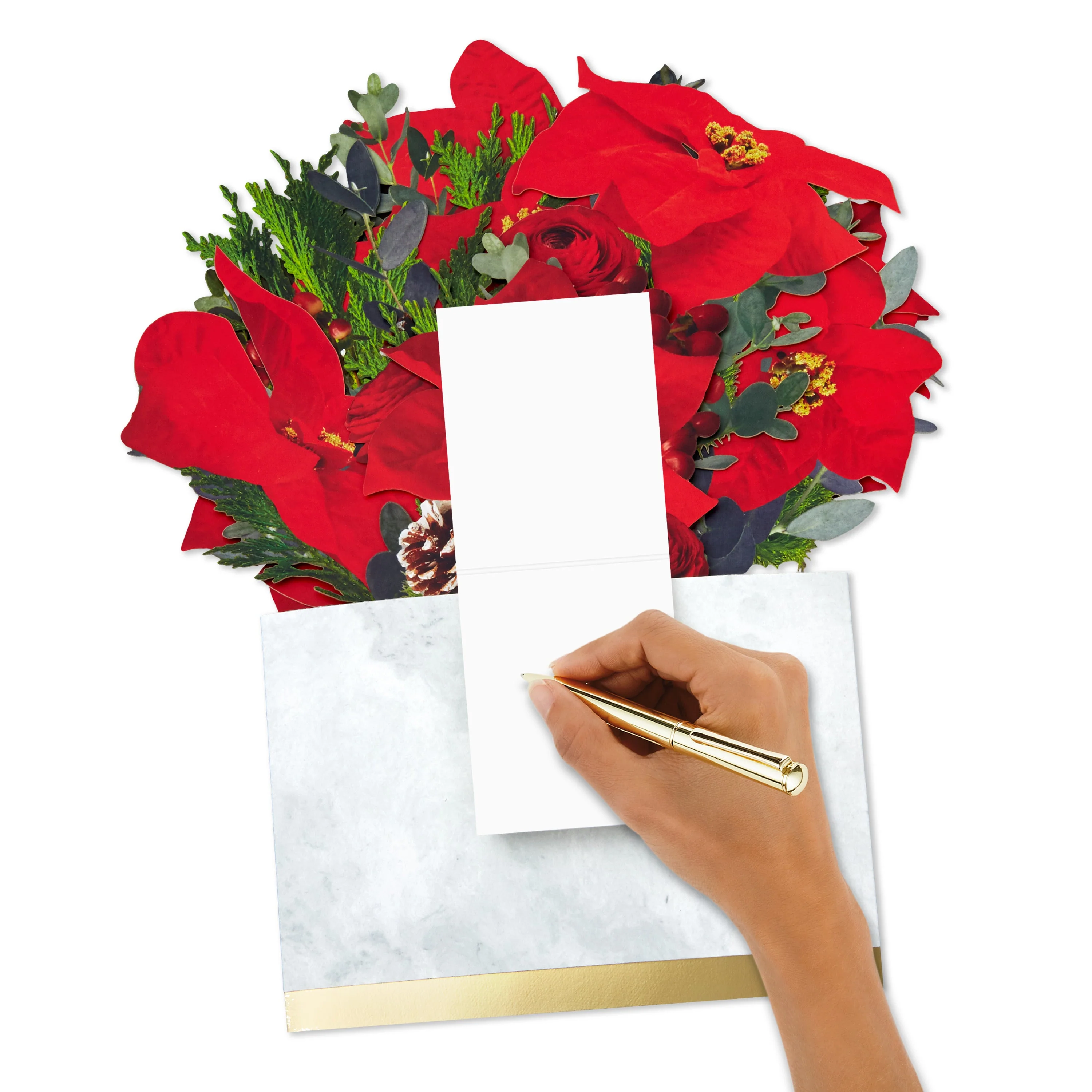 Paper Wonder Jumbo Sized 3D Pop-Up Poinsettia Bouquet Christmas Card - Image 7