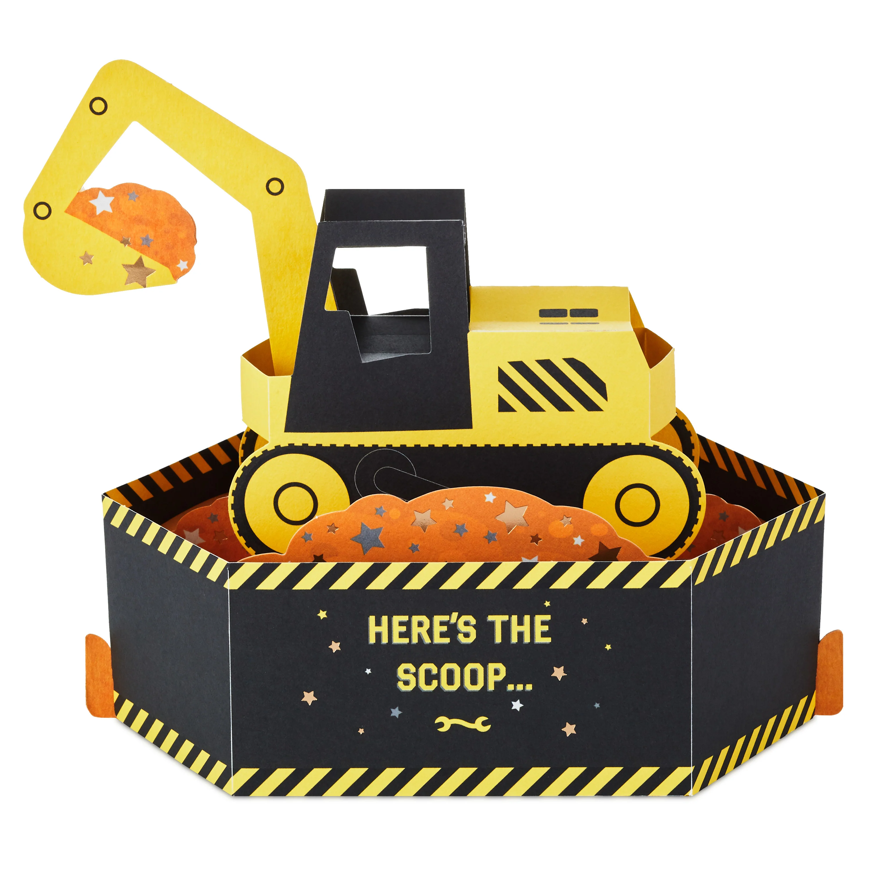 Paper Wonder Kids Birthday Card - 3D Pop-Up Yellow Digger Design