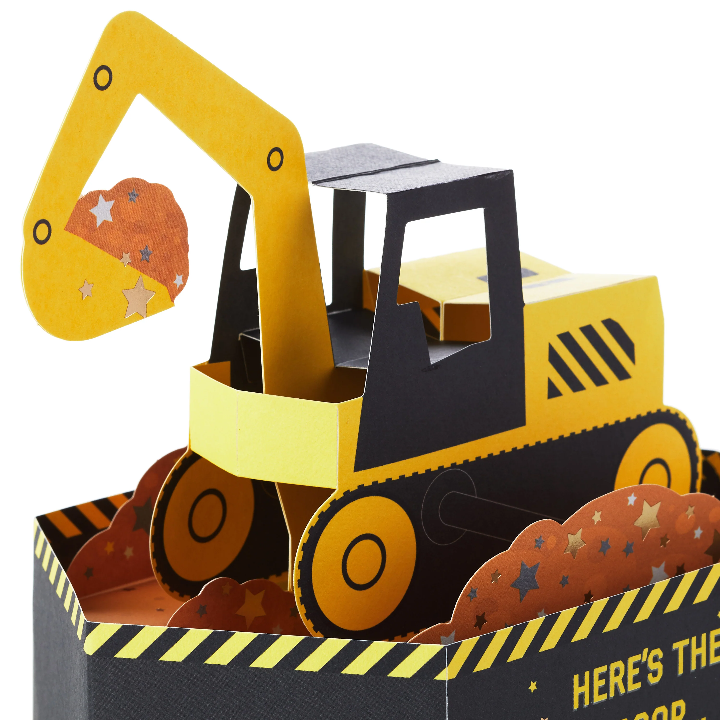 Paper Wonder Kids Birthday Card - 3D Pop-Up Yellow Digger Design - Image 4