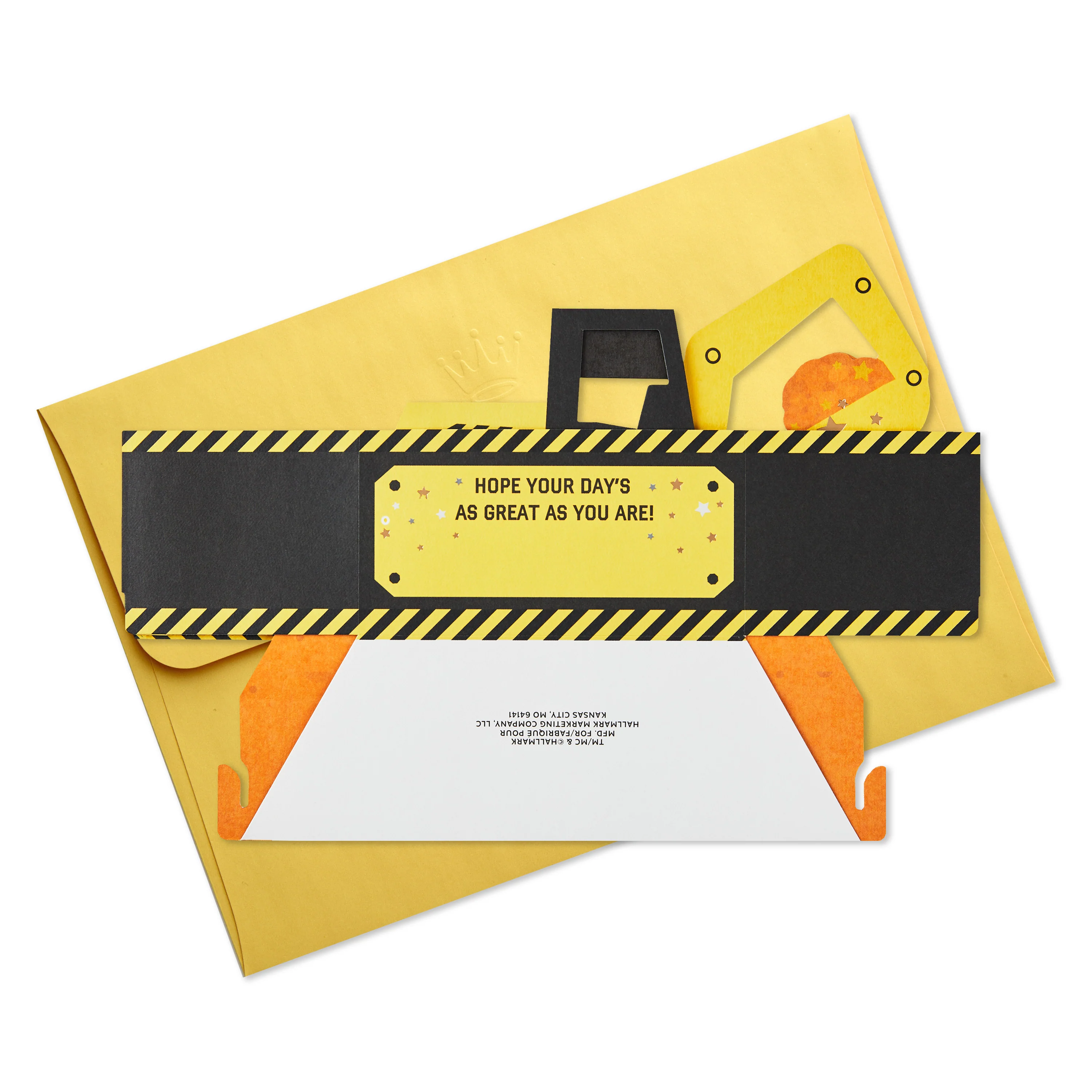 Paper Wonder Kids Birthday Card - 3D Pop-Up Yellow Digger Design - Image 7