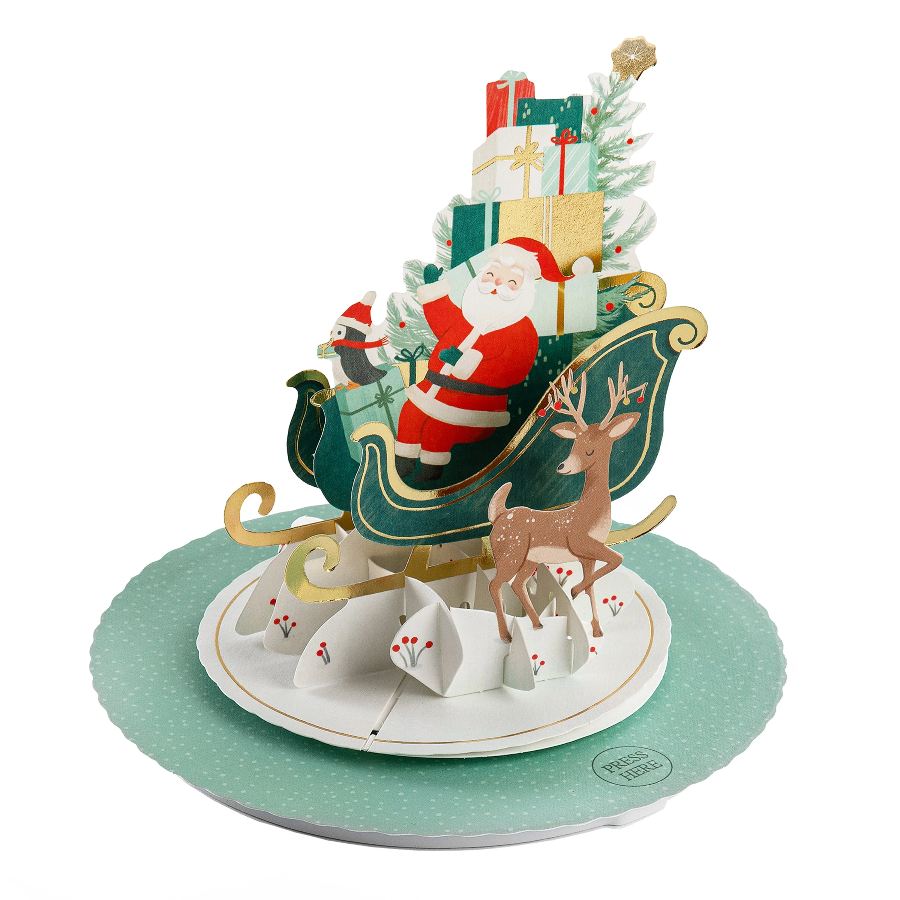 Paper Wonder Music & Motion 3D Pop-Up Santa & Sleigh Christmas Card - Image 3