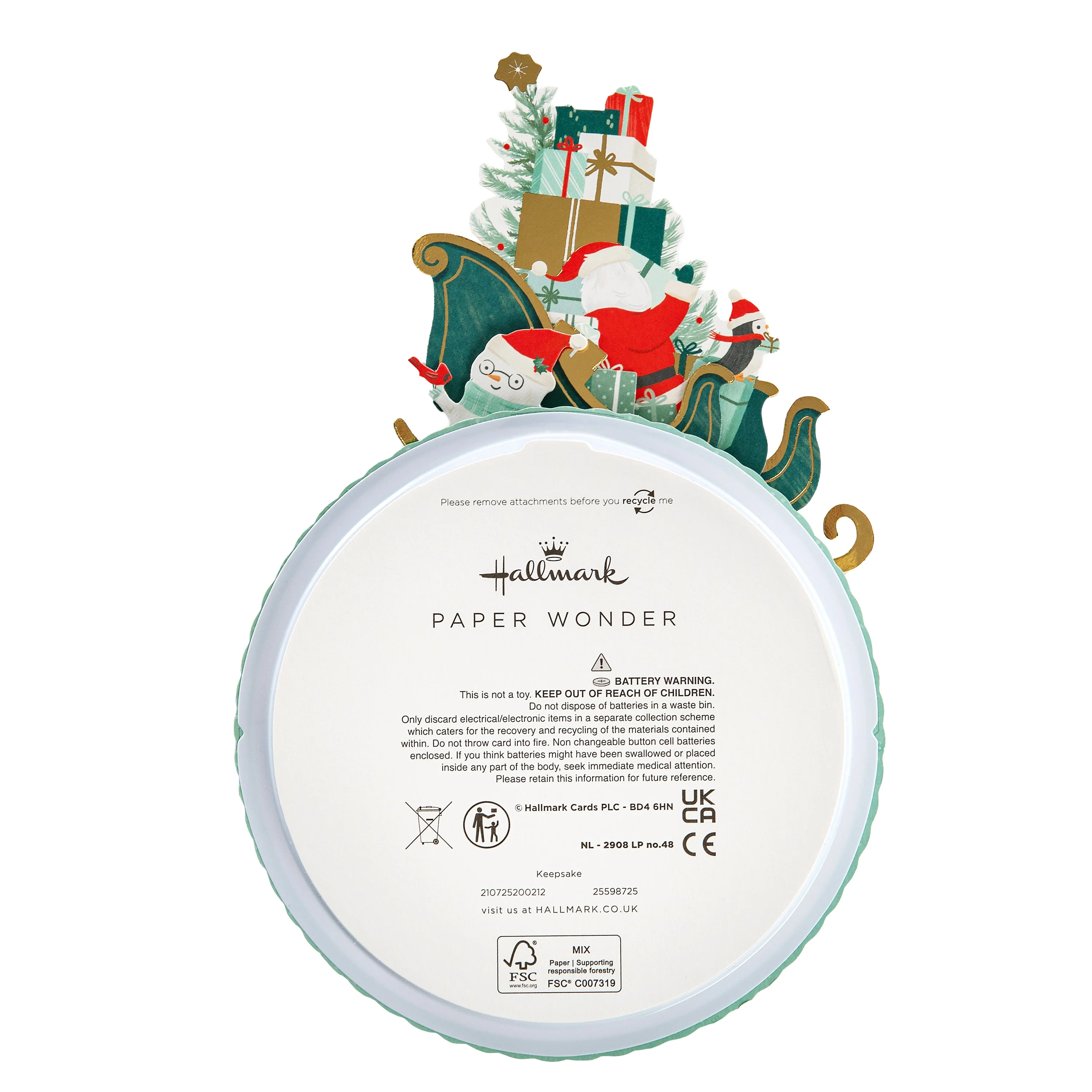 Paper Wonder Music & Motion 3D Pop-Up Santa & Sleigh Christmas Card - Image 7
