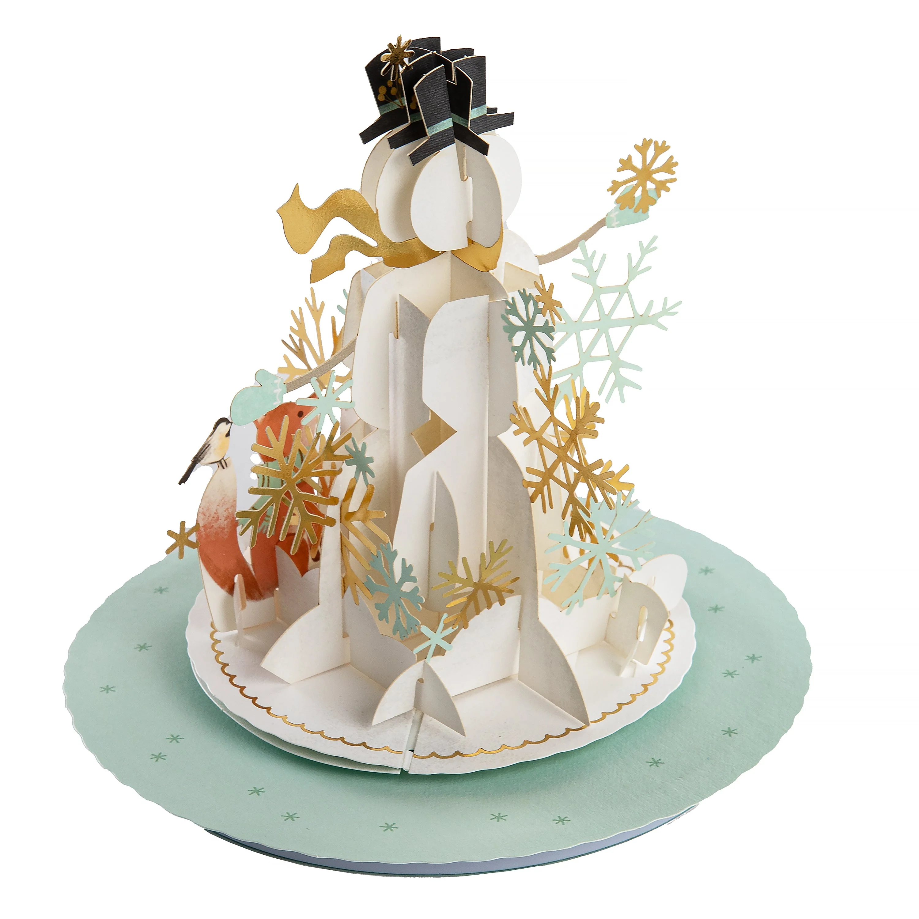 Paper Wonder Music & Motion 3D Pop-Up Snowman & Snowflakes Christmas Card - Image 4