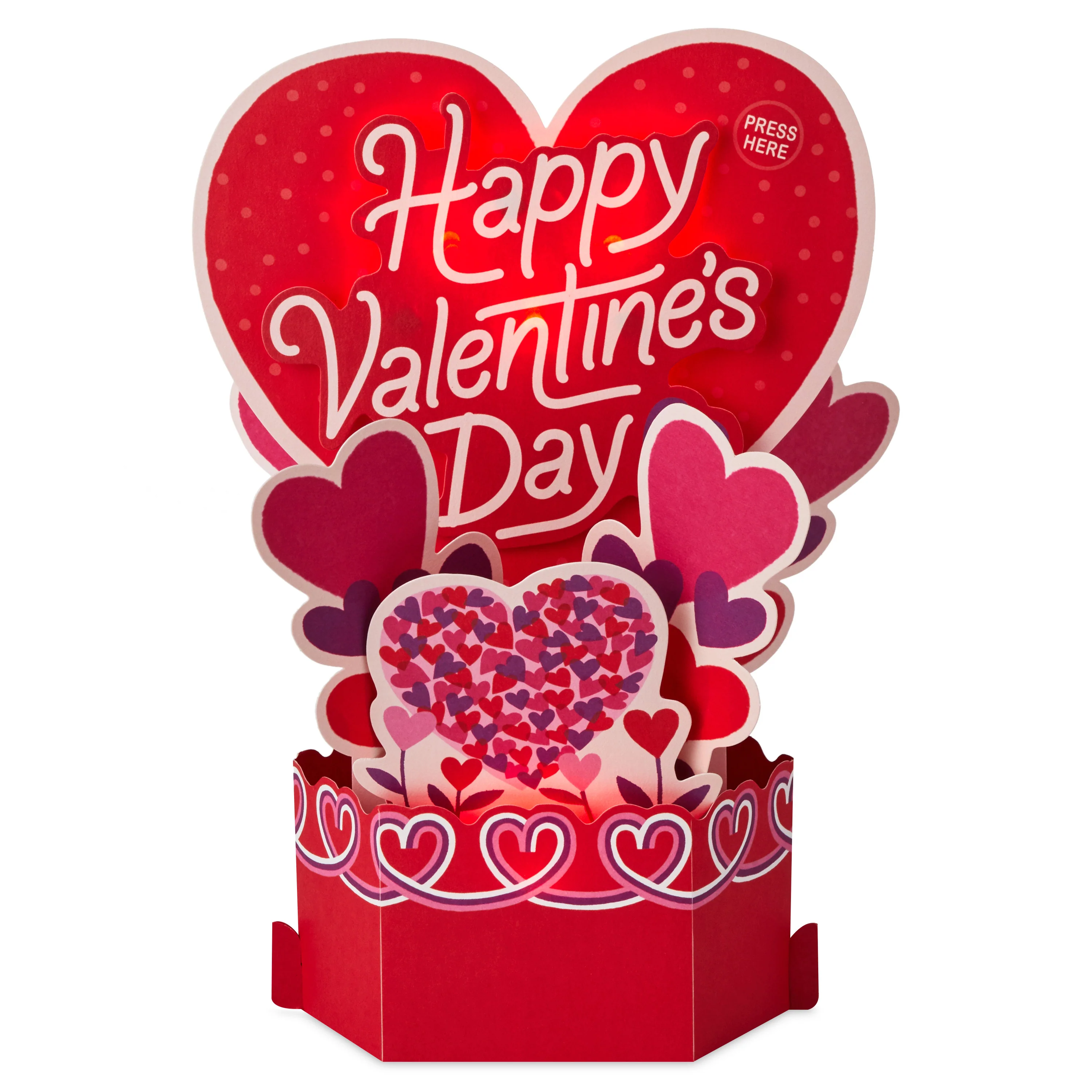 Paper Wonder Valentine's Day Musical & Light-Up Card - 3D Heart Design