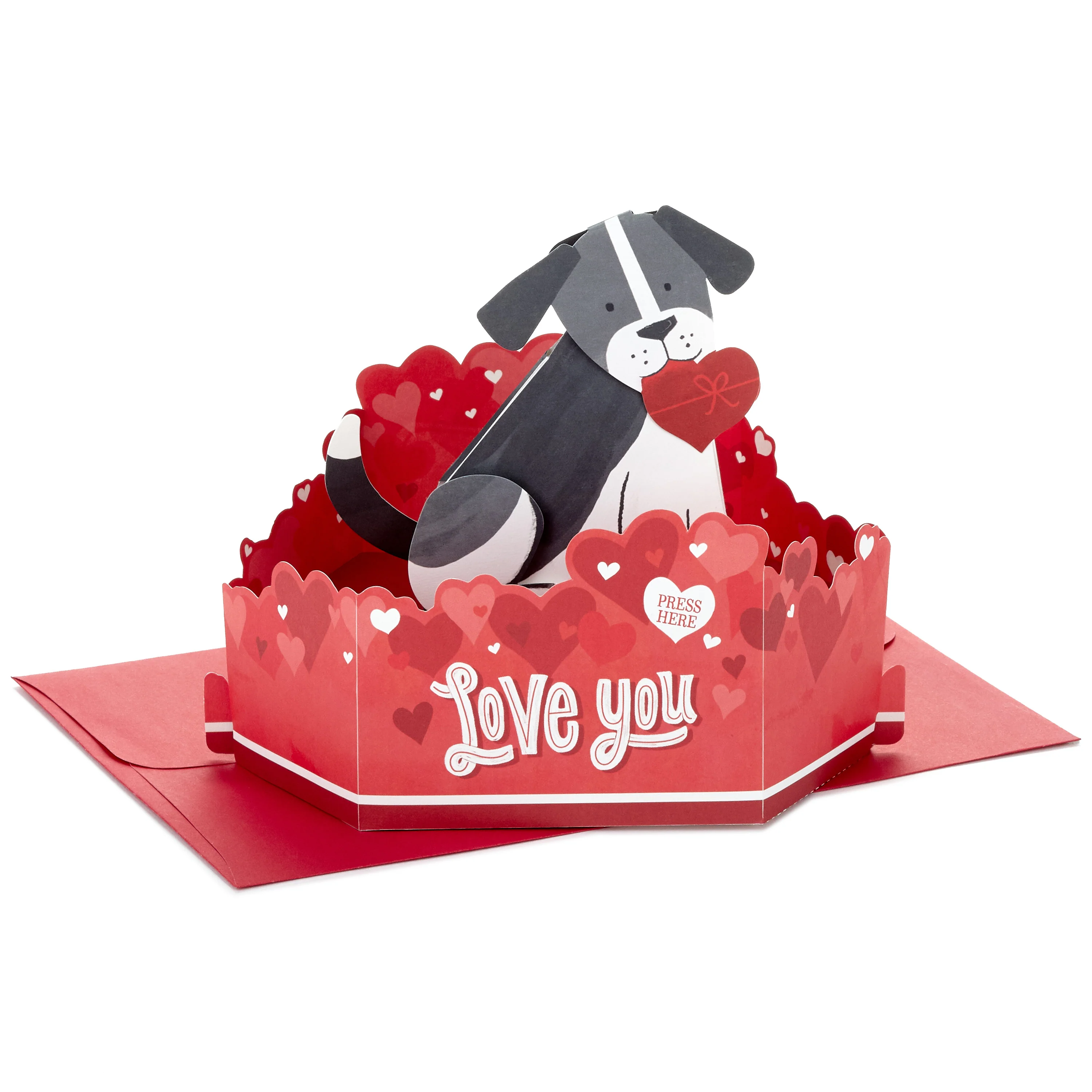 Paper Wonder Valentine's Day Musical & Motion Card - 3D Wagging Tail Dog Design - Image 3