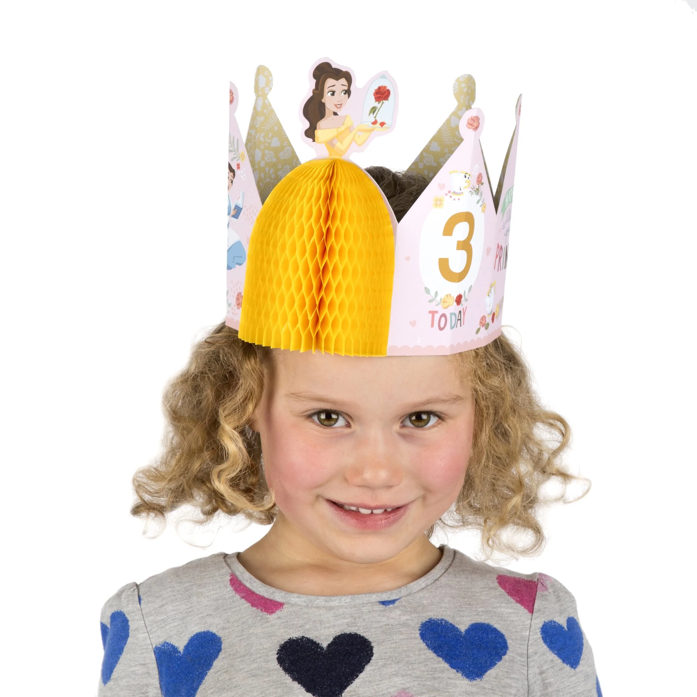 Paper Wow Birthday Card - Disney Princess Belle 3D Wearable Crown Design