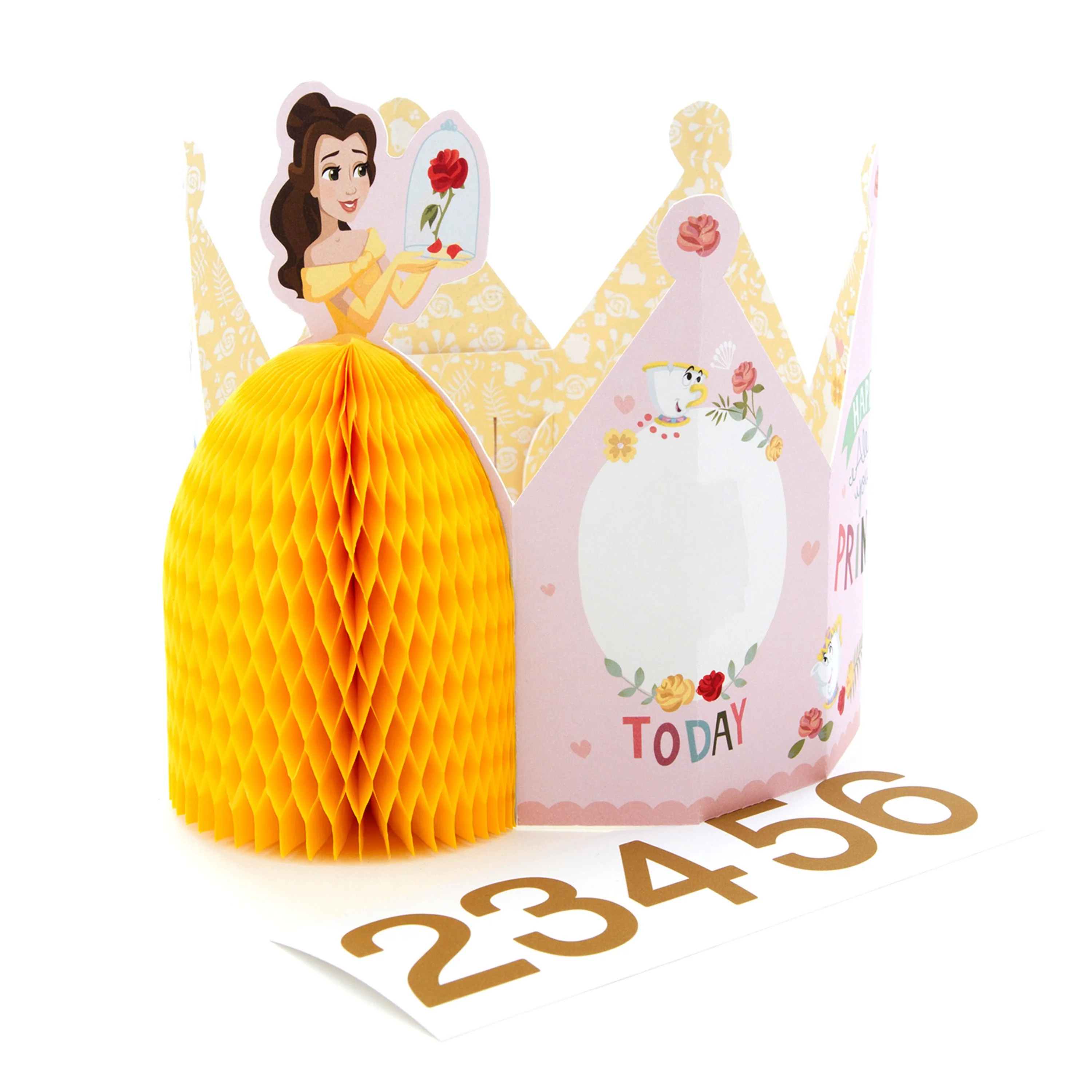 Paper Wow Birthday Card - Disney Princess Belle 3D Wearable Crown Design - Image 2