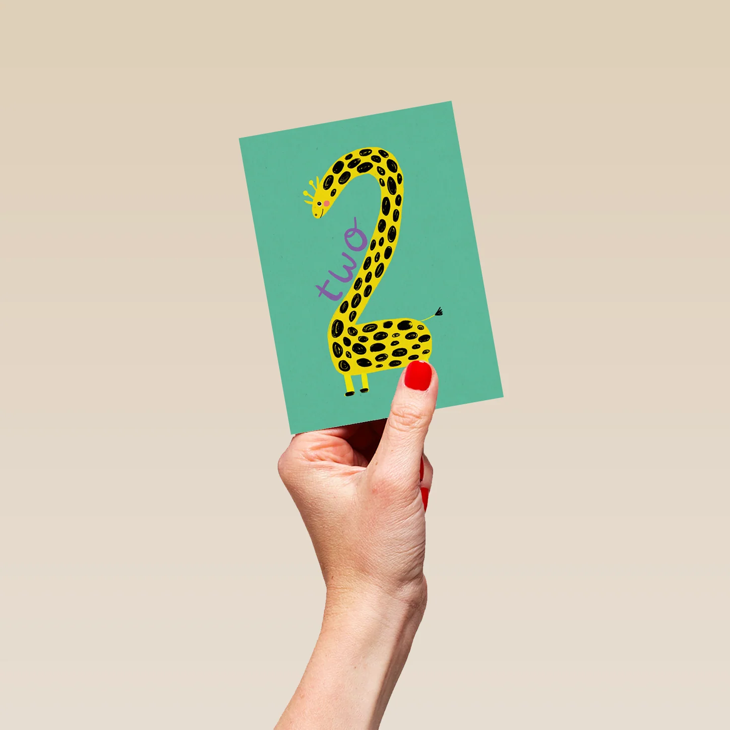 Personalised 2nd Birthday Fun Giraffe Figure Two Card - Image 4