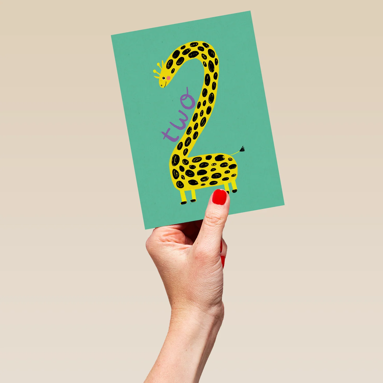 Personalised 2nd Birthday Fun Giraffe Figure Two Card - Image 5