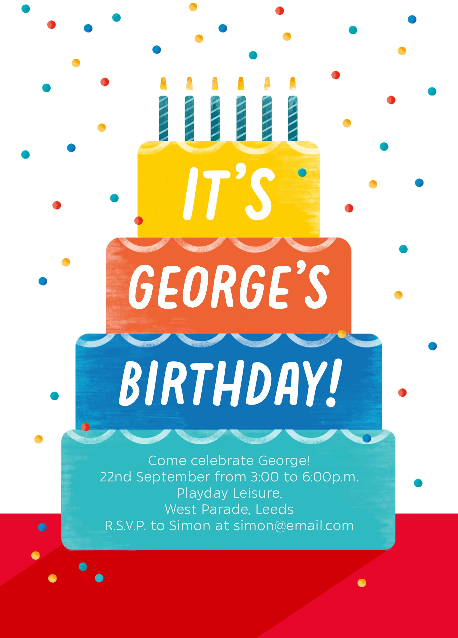 Personalised 4-Tier Cake Birthday Party Invitation