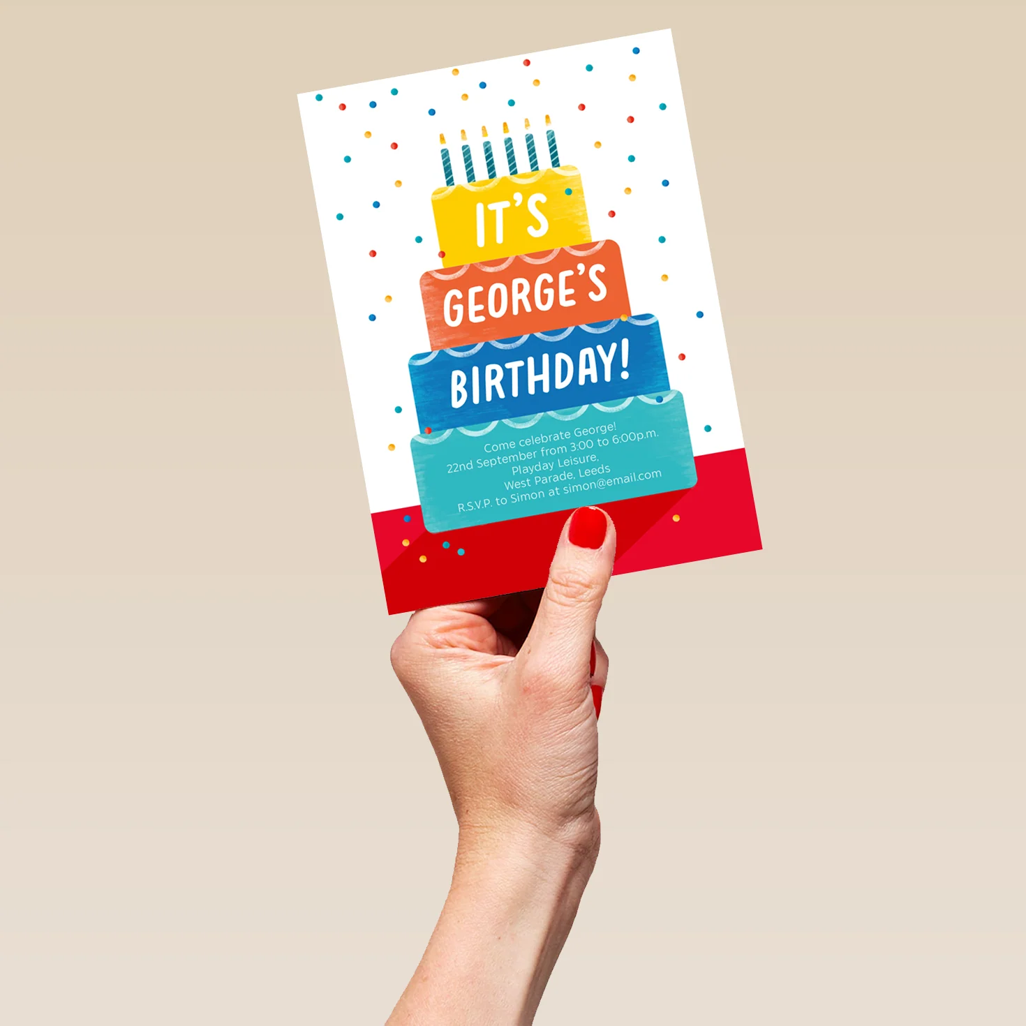 Personalised 4-Tier Cake Birthday Party Invitation - Image 5