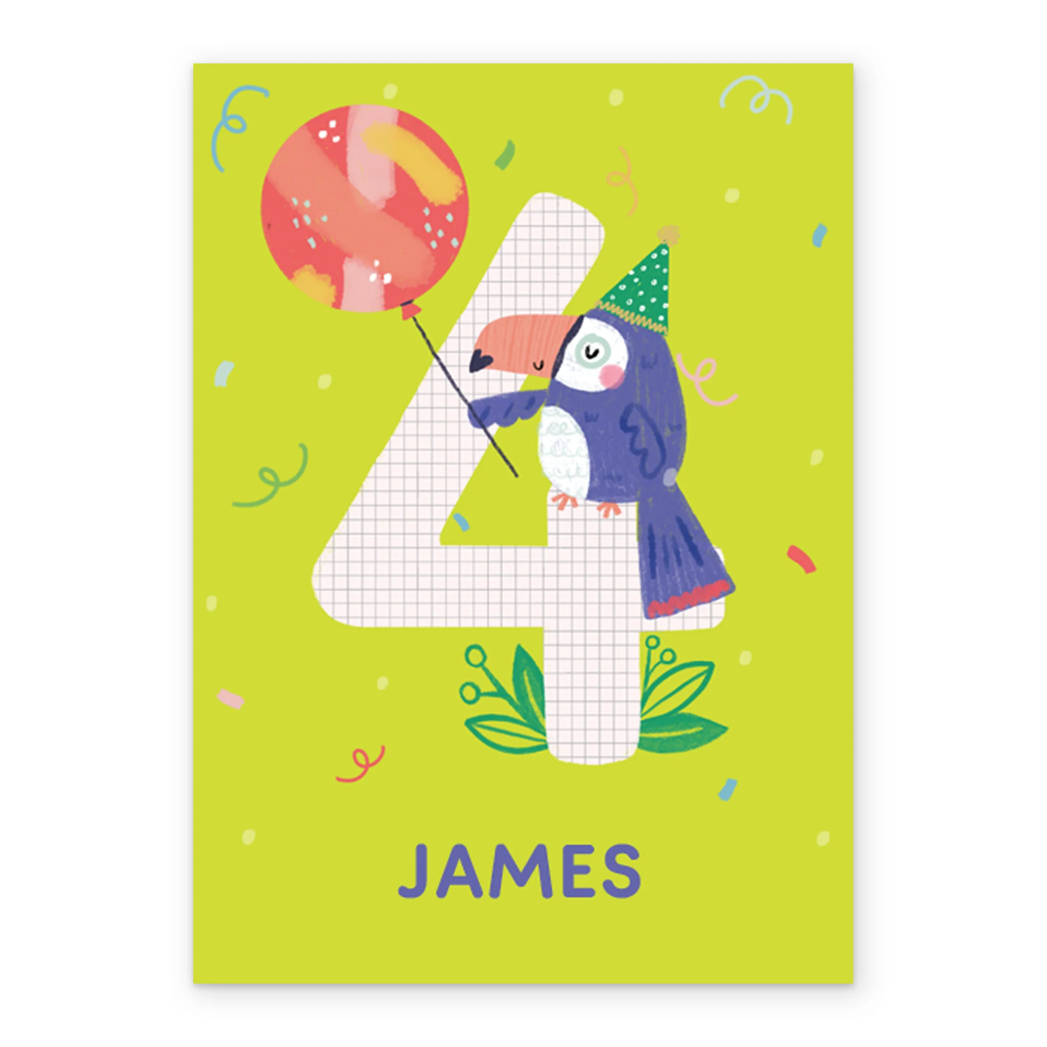 Personalised 4th Birthday Toucan Number Colourful Card - Image 2
