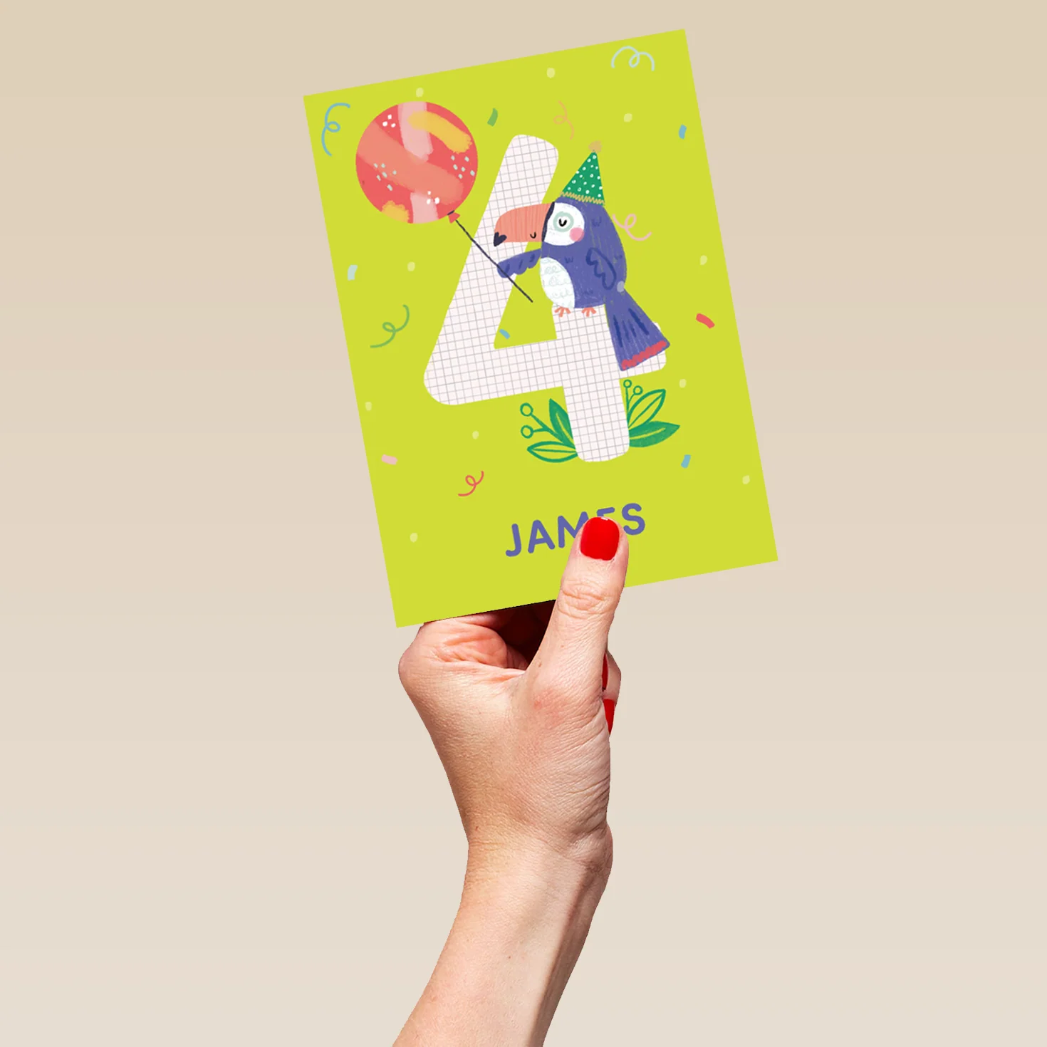 Personalised 4th Birthday Toucan Number Colourful Card - Image 5