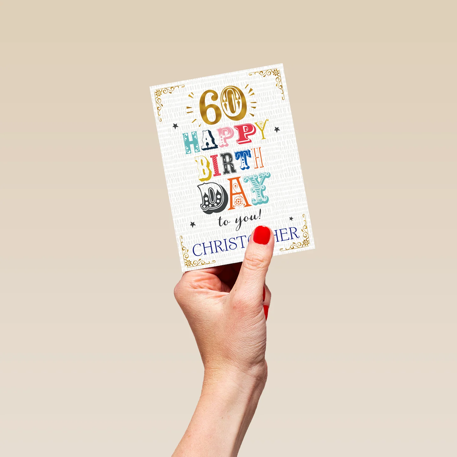 Personalised 60th Milestone Text Birthday Card - Image 4