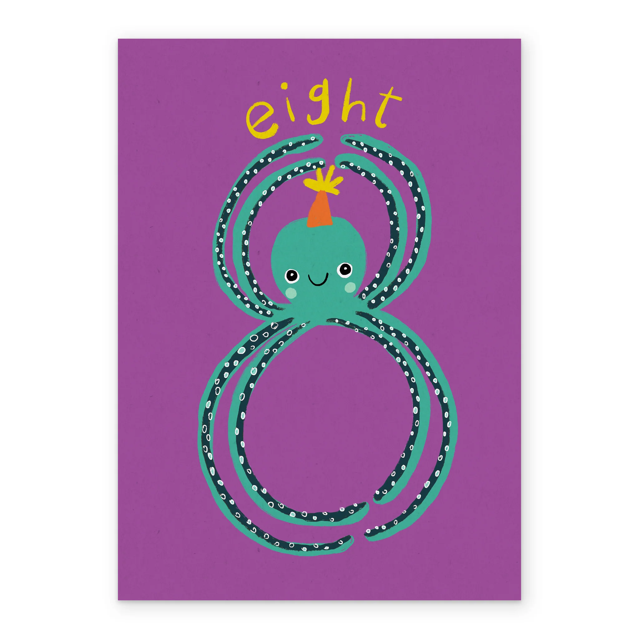 Personalised 8th Birthday Fun Octopus Figure Eight Card - Image 2