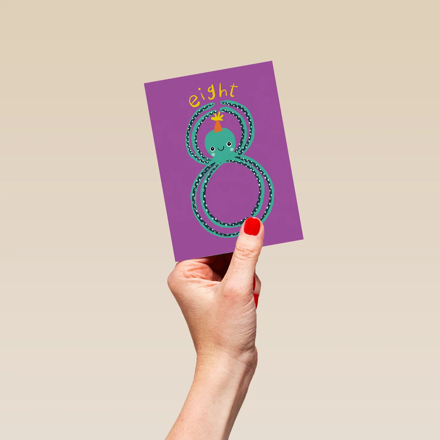 Personalised 8th Birthday Fun Octopus Figure Eight Card - Image 4