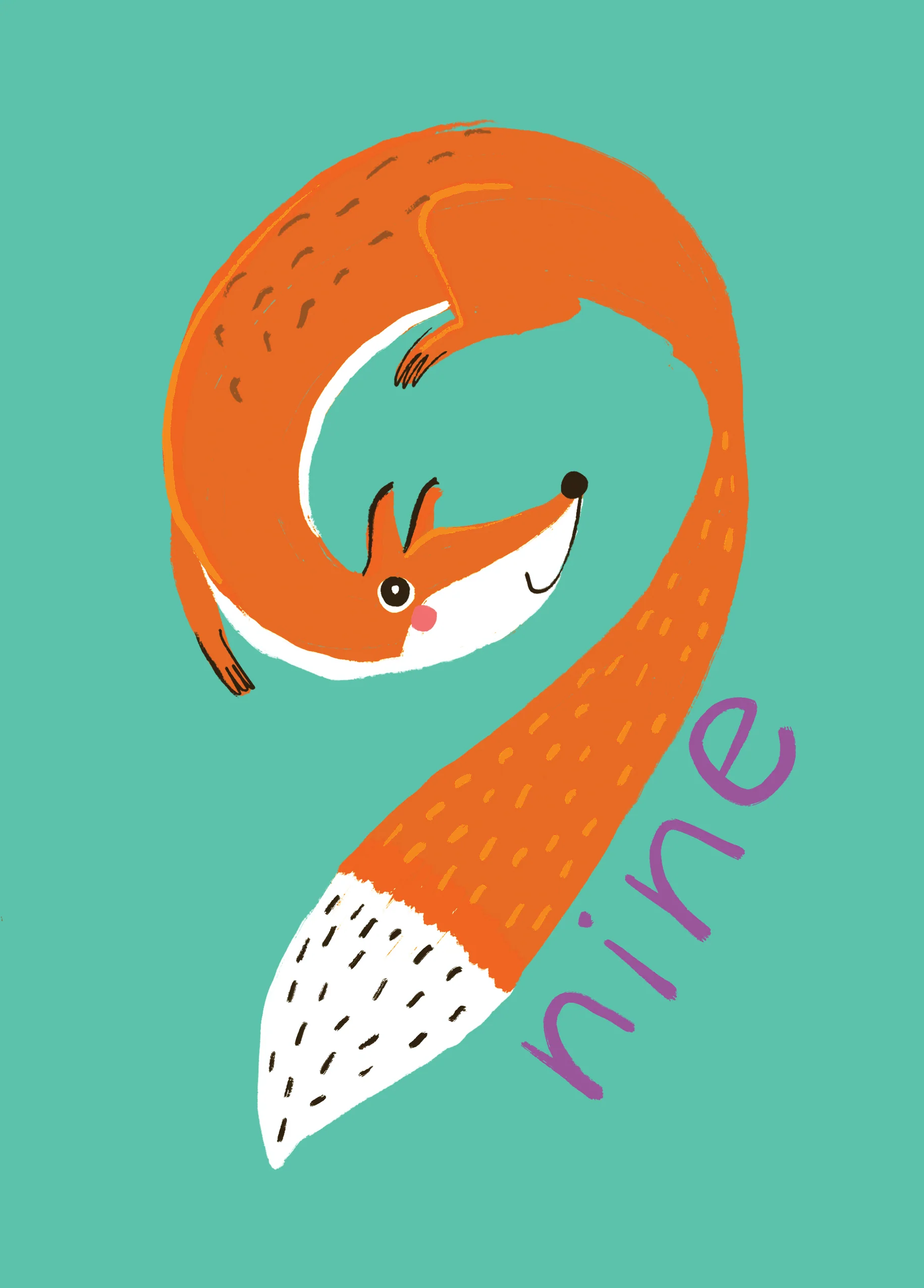 Personalised 9th Birthday Fun Fox Figure Nine Card