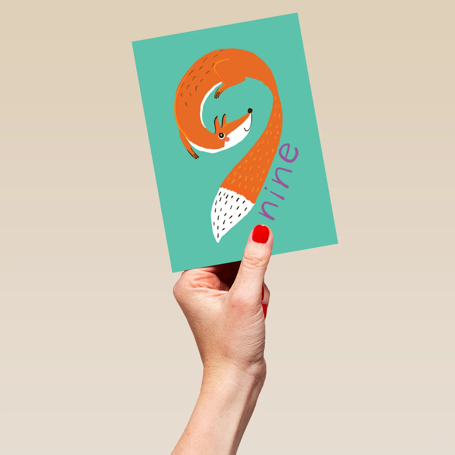 Personalised 9th Birthday Fun Fox Figure Nine Card - Image 5