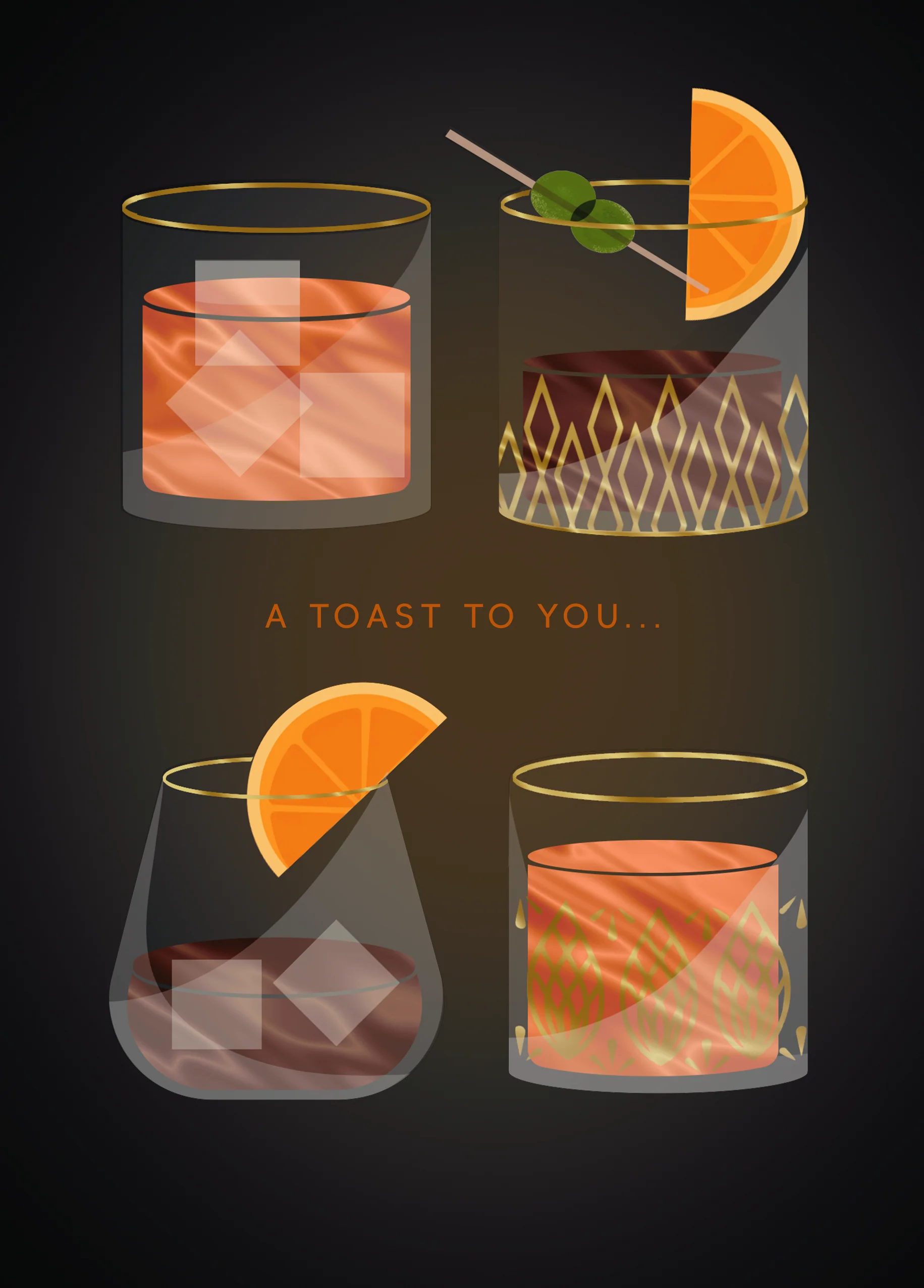Personalised 'A Toast to You' Drinks Glasses Design Birthday Card