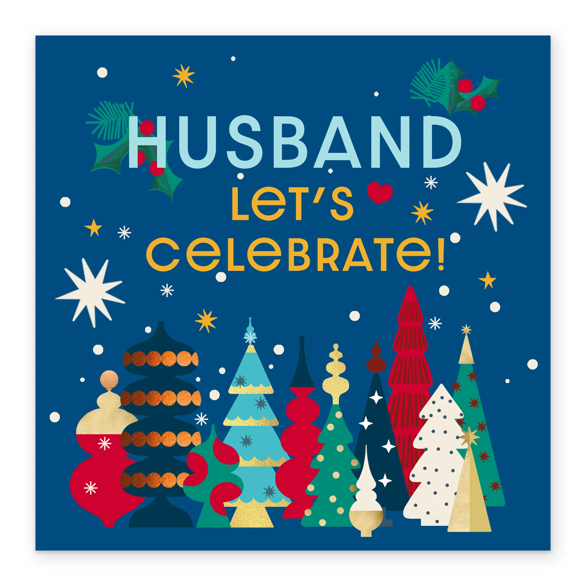 Personalised Abstract Colourful Trees Christmas Card for Husband - Image 2