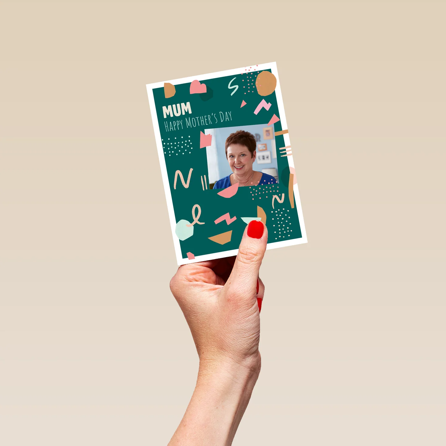 Personalised Abstract Confetti Mother's Day Photo Upload Card For Mum - Image 4