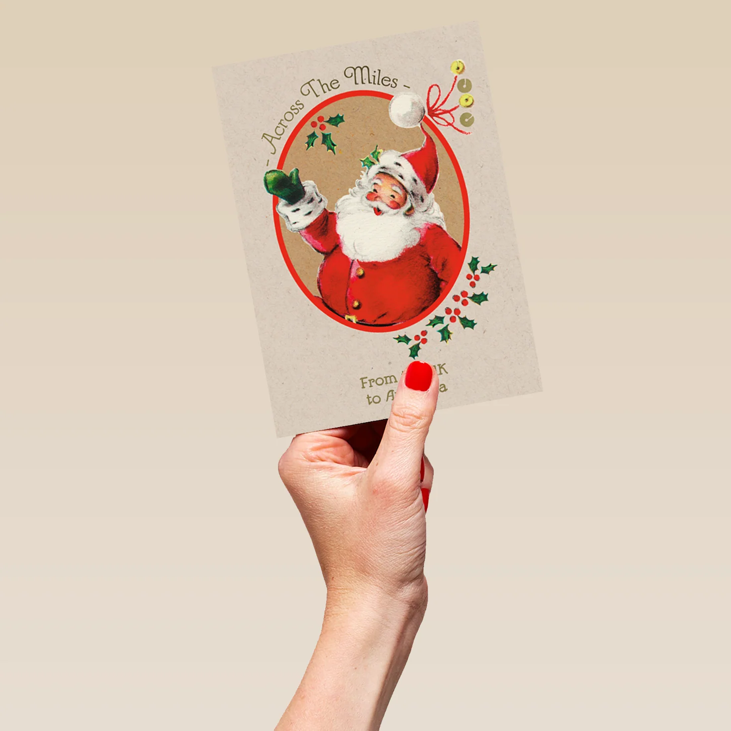 Personalised Across The Miles Sweet Santa Christmas Card - Image 5