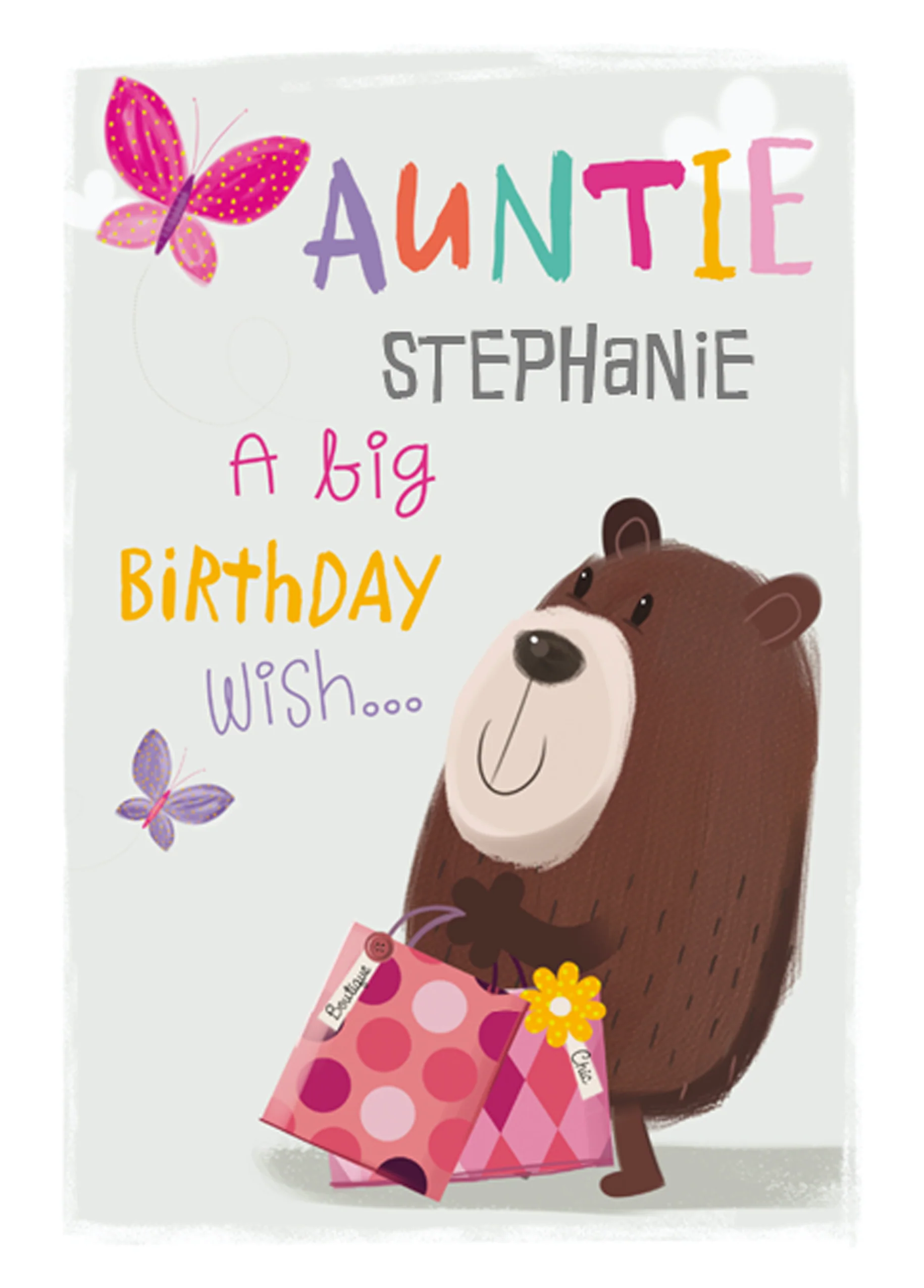 Personalised All About Gus Bear Birthday Card For Auntie