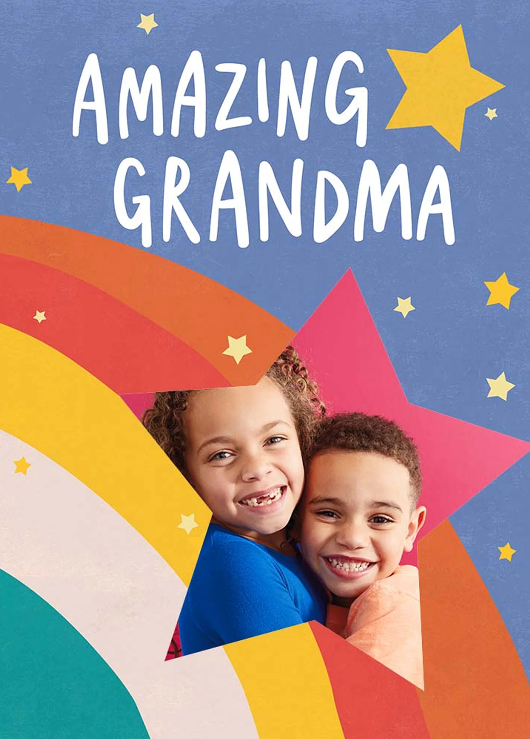Personalised Amazing Grandma Star Rainbow Photo Card