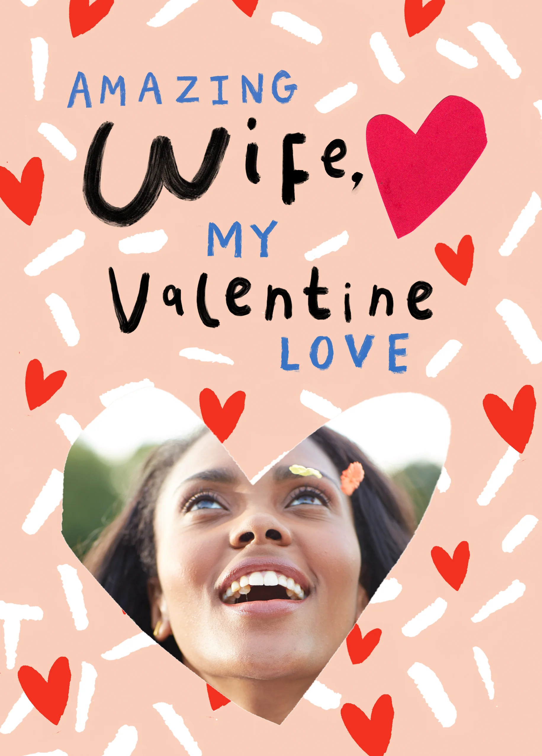 Personalised Amazing Wife Love Hearts Photo Upload Valentine's Day Card
