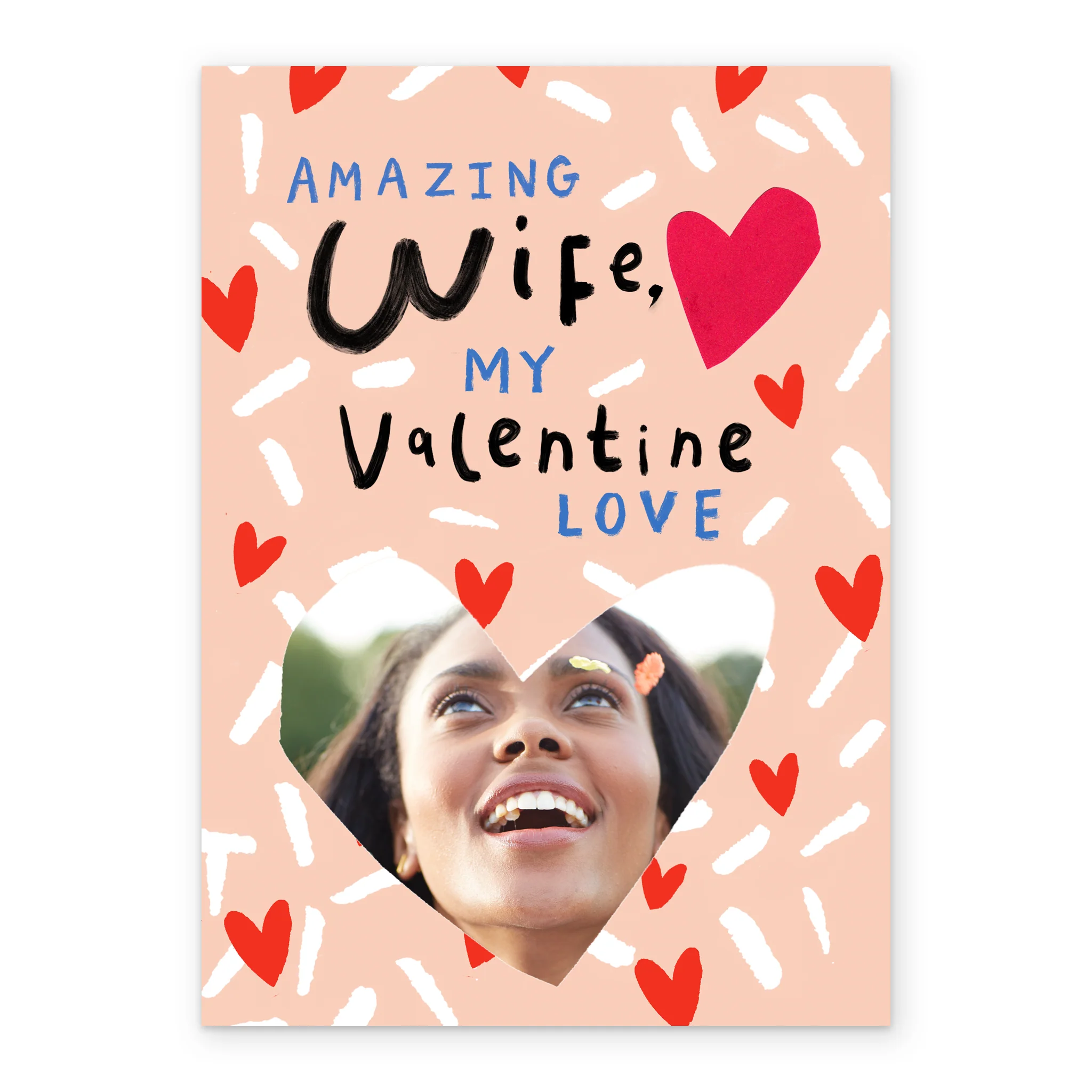 Personalised Amazing Wife Love Hearts Photo Upload Valentine's Day Card - Image 2