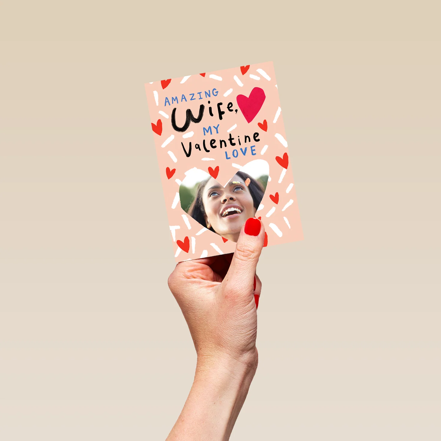 Personalised Amazing Wife Love Hearts Photo Upload Valentine's Day Card - Image 4