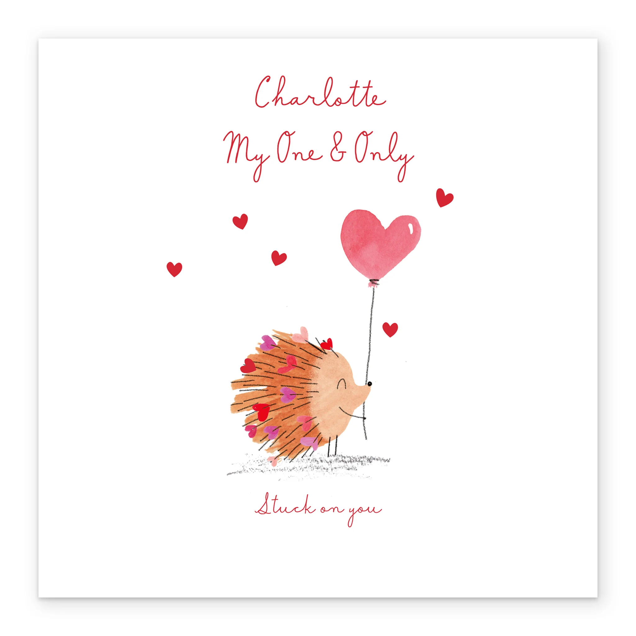 Personalised & Editable Hedgehog & Hearts Valentine's Day Card - Image 2
