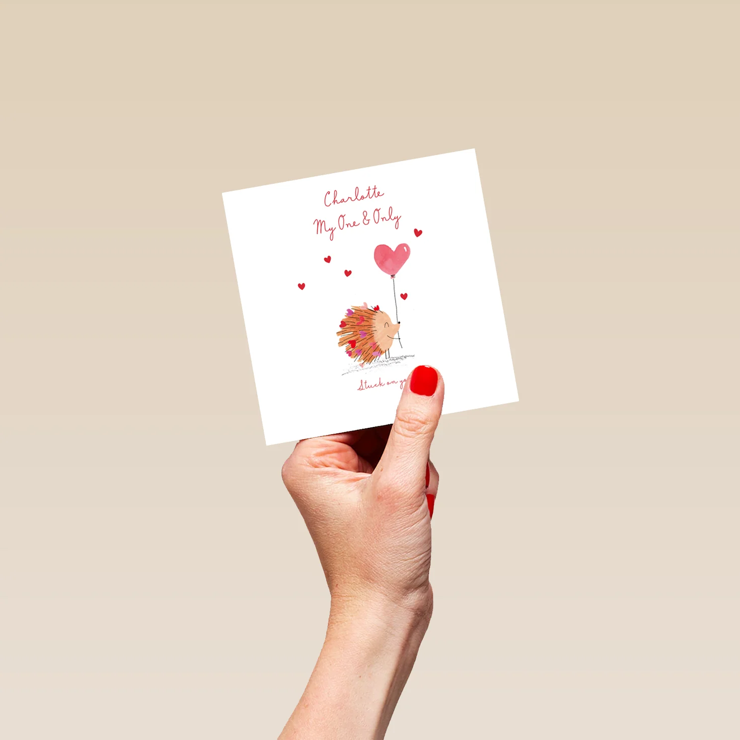 Personalised & Editable Hedgehog & Hearts Valentine's Day Card - Image 4