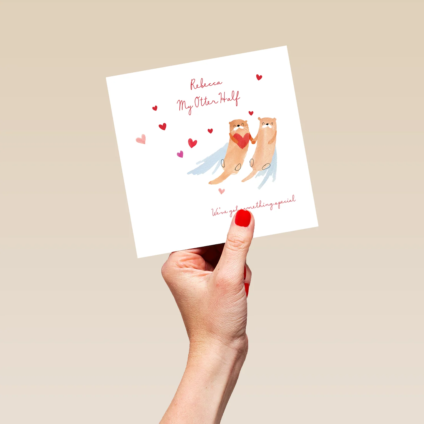 Personalised & Editable Otters & Hearts Valentine's Day Card - Image 5