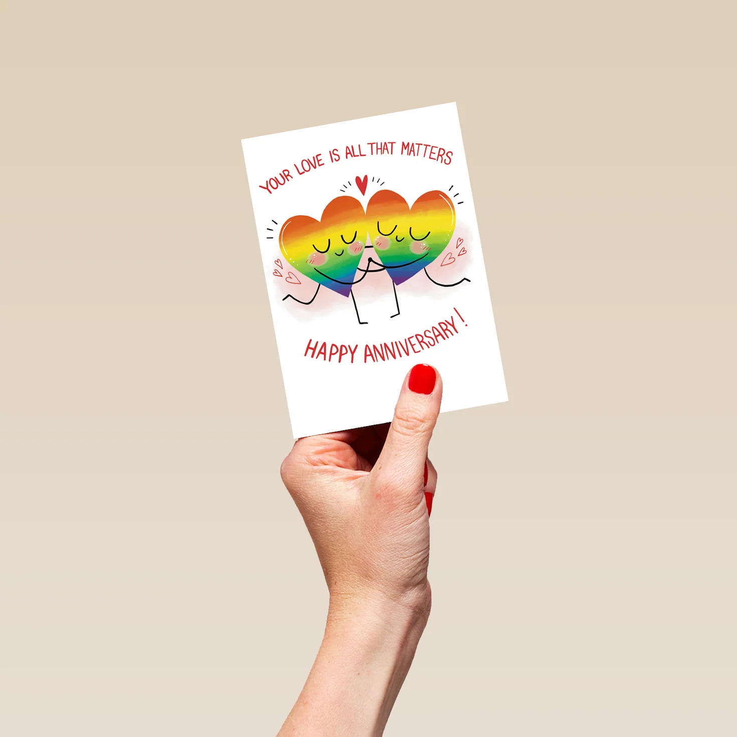 Personalised Anniversary Rainbow Love Heart Card - Image 4