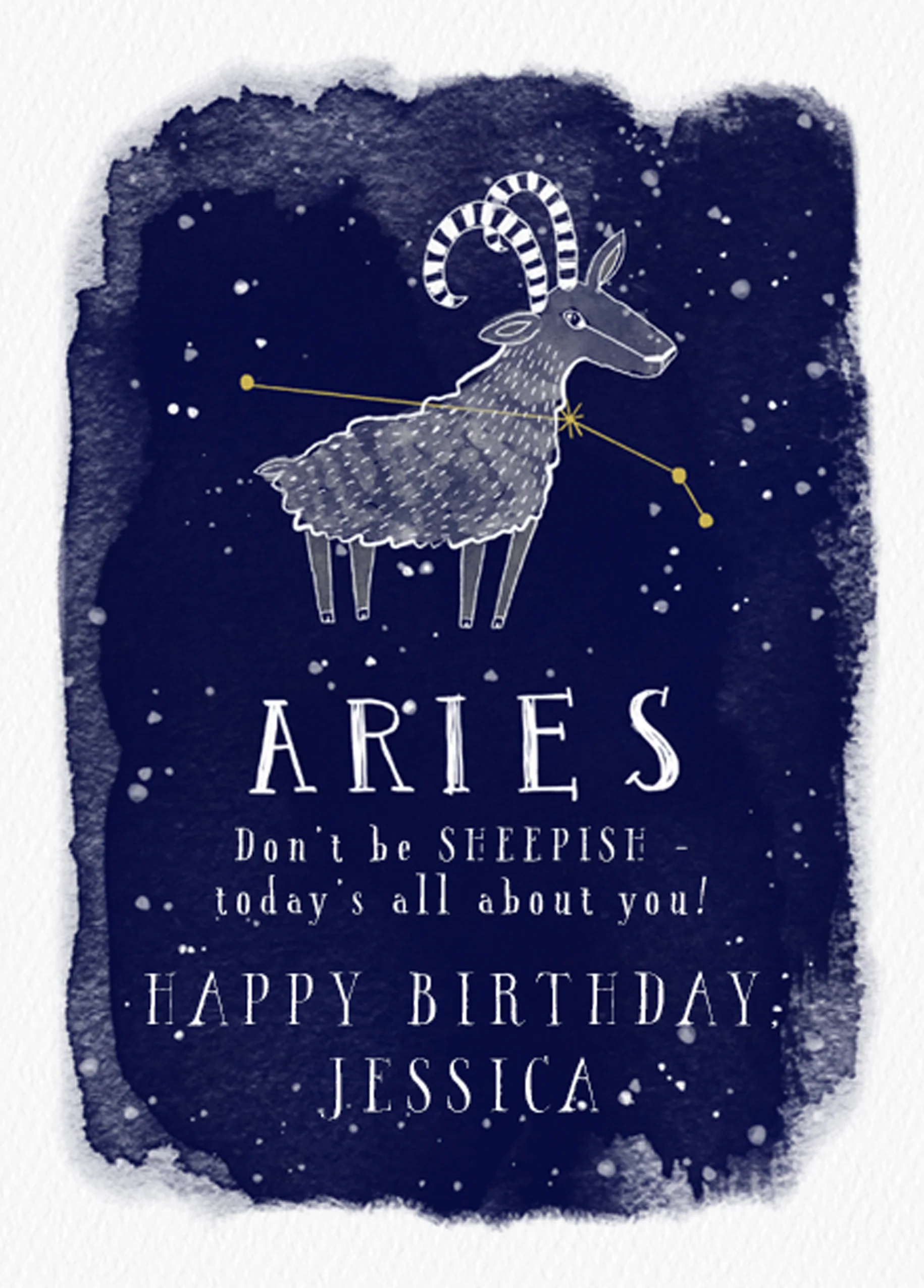 Personalised Aries Zodiac Symbol Card