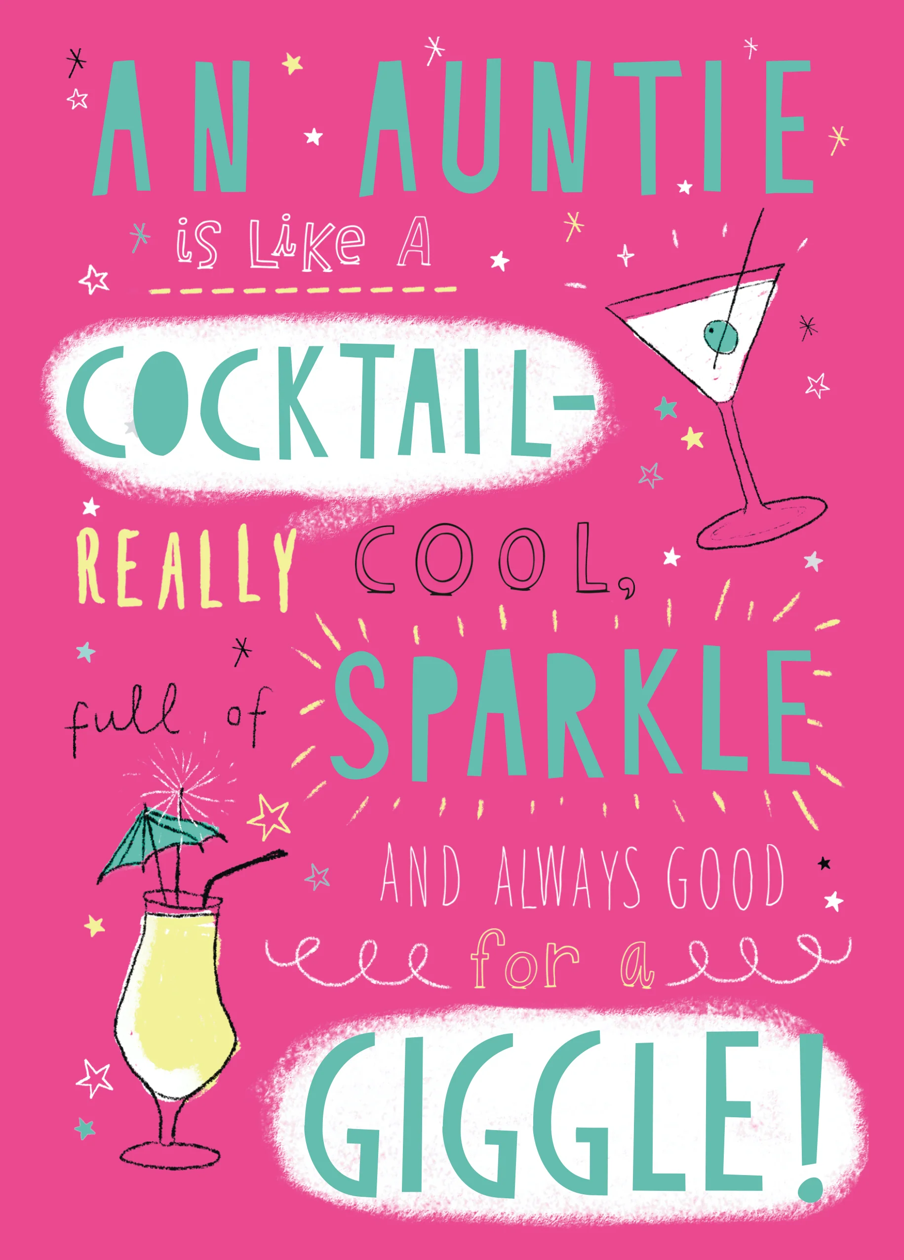 Personalised Auntie Cocktail Giggle Birthday Card