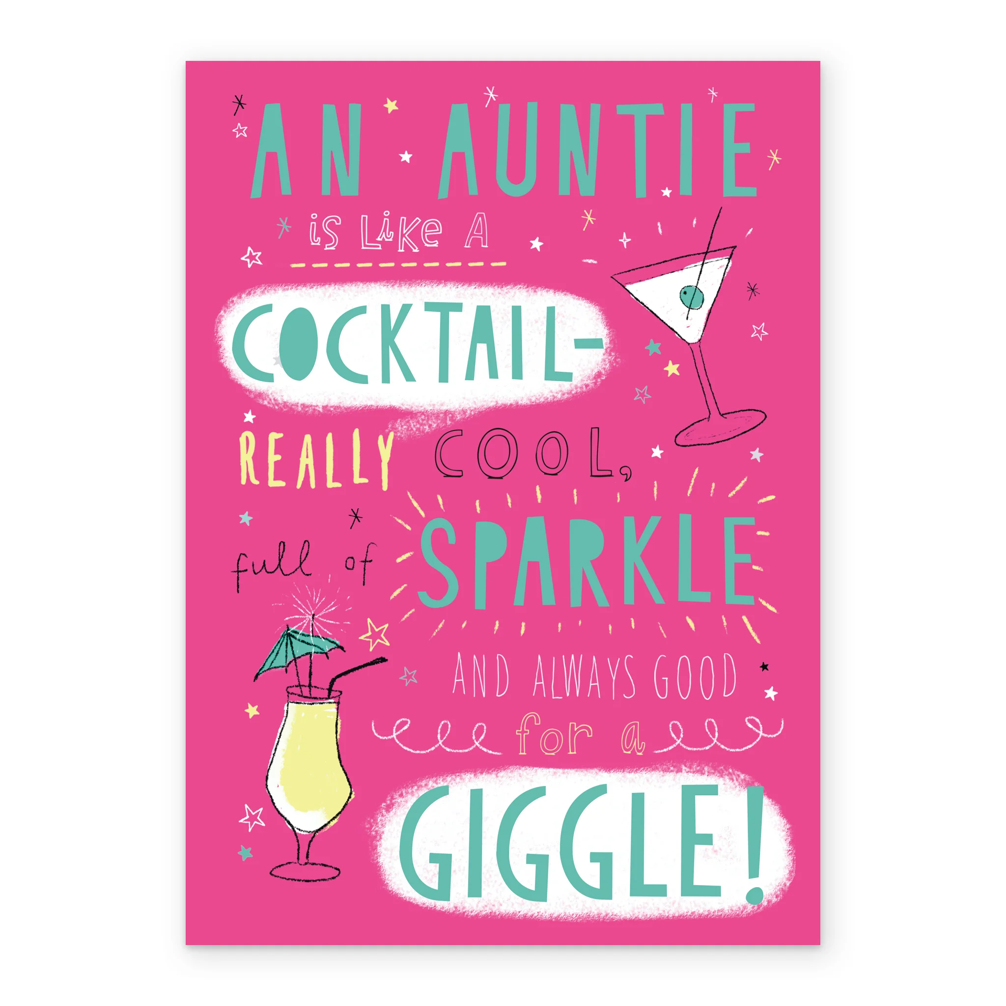 Personalised Auntie Cocktail Giggle Birthday Card - Image 2