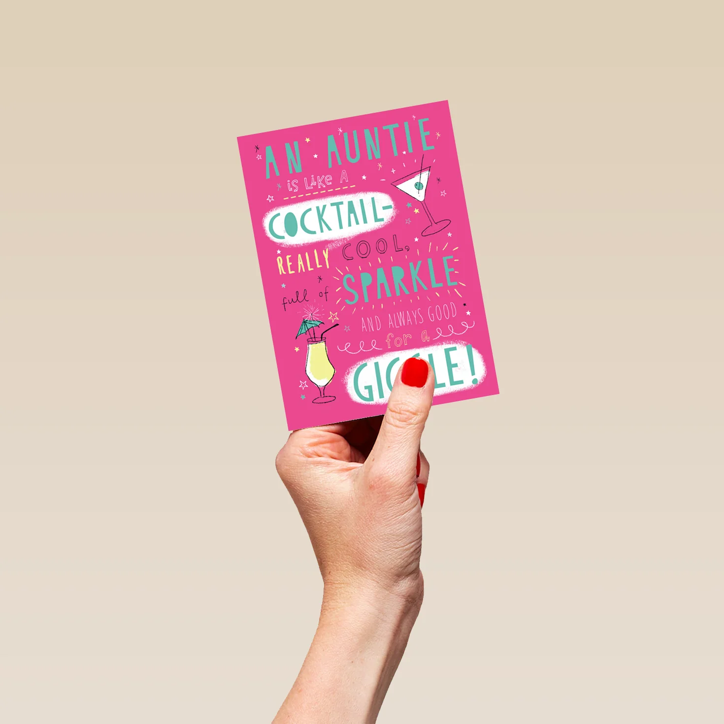 Personalised Auntie Cocktail Giggle Birthday Card - Image 4