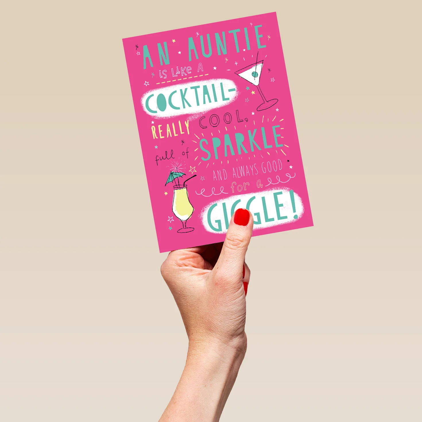 Personalised Auntie Cocktail Giggle Birthday Card - Image 5