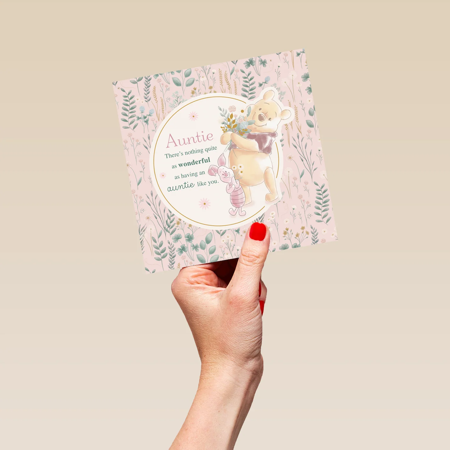Personalised Auntie Pink Floral Winnie the Pooh Birthday Card - Image 5