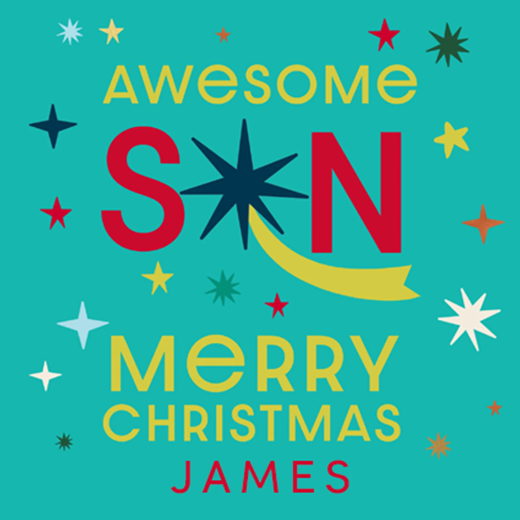 Personalised Awesome Son Shooting Star Christmas Card