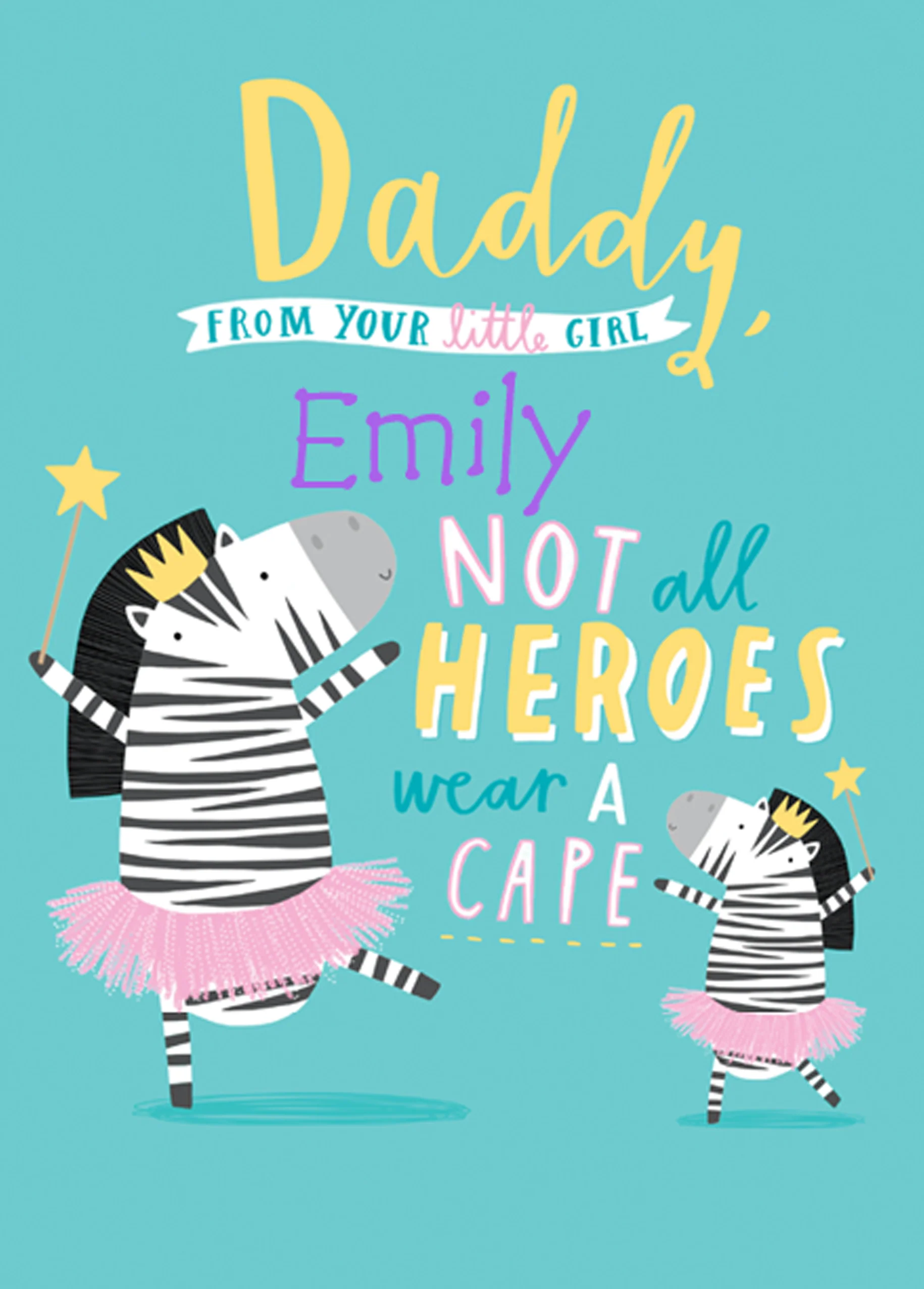 Personalised Baby Zebra Daddy Birthday Card