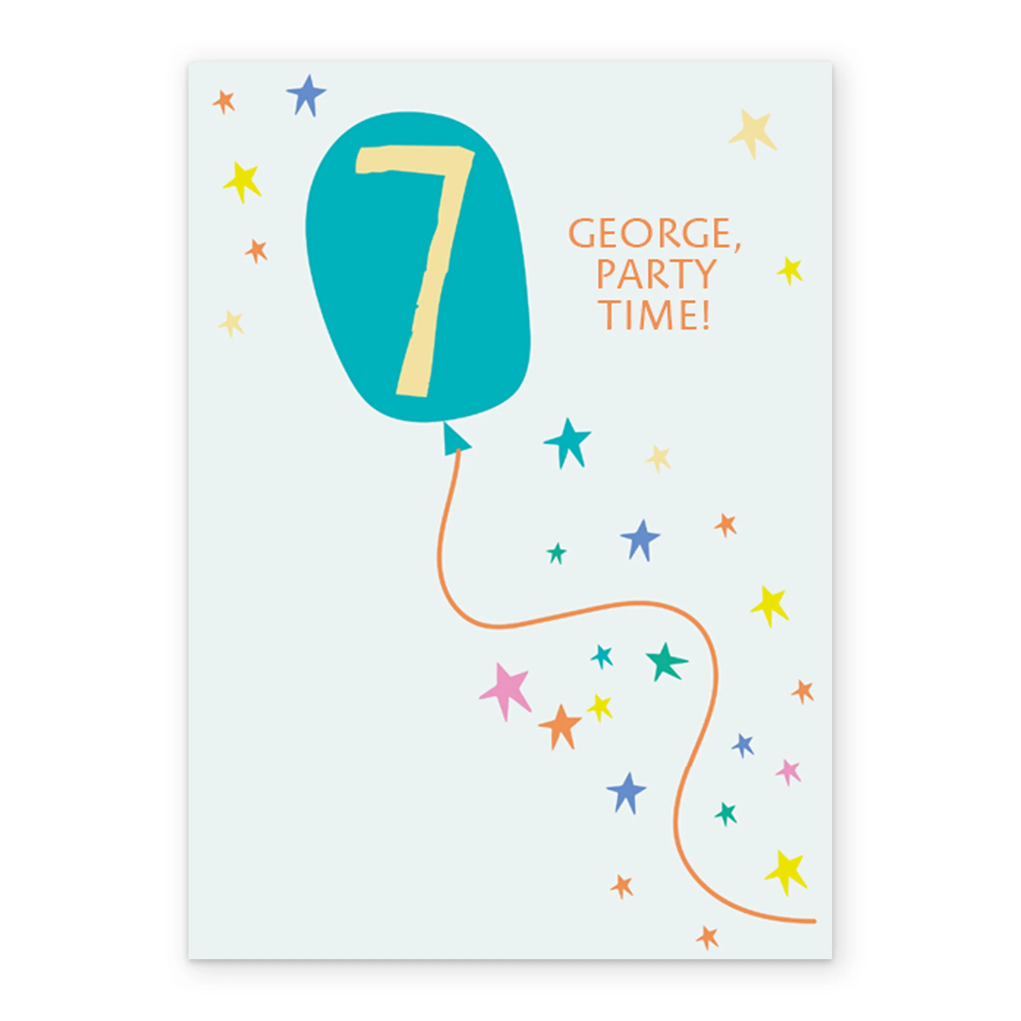 Personalised Balloon And Stars 7th Birthday Card - Image 2