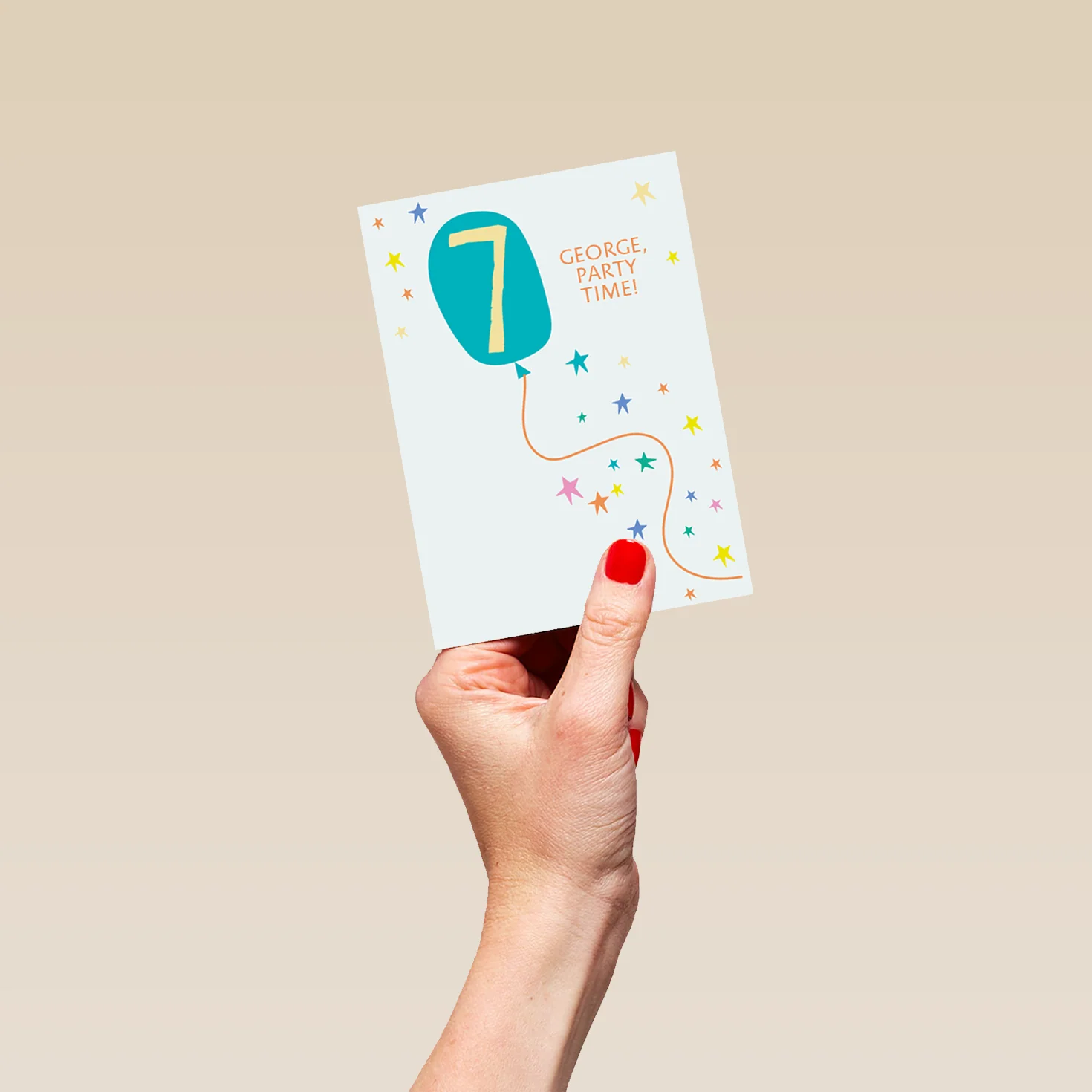 Personalised Balloon And Stars 7th Birthday Card - Image 4