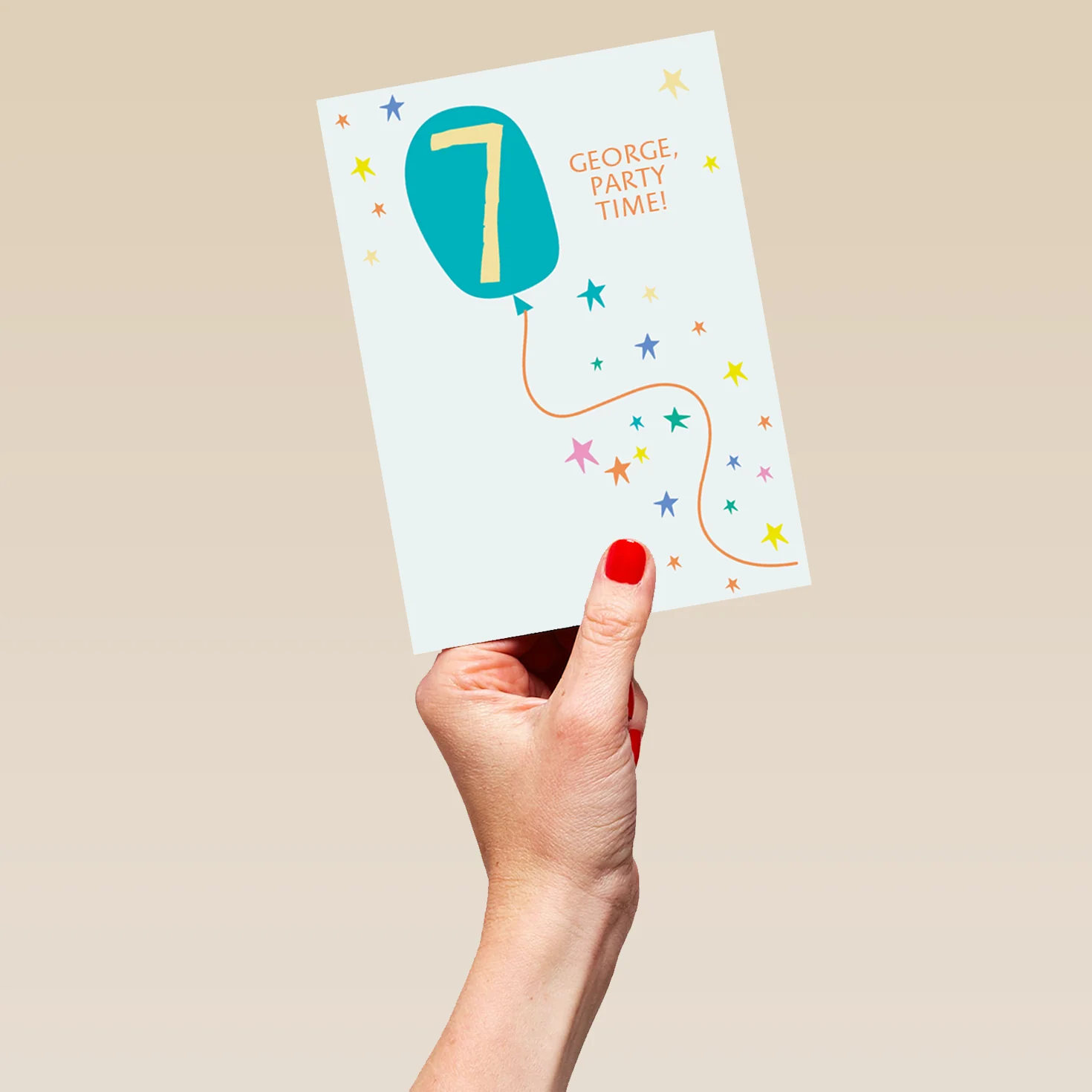 Personalised Balloon And Stars 7th Birthday Card - Image 5