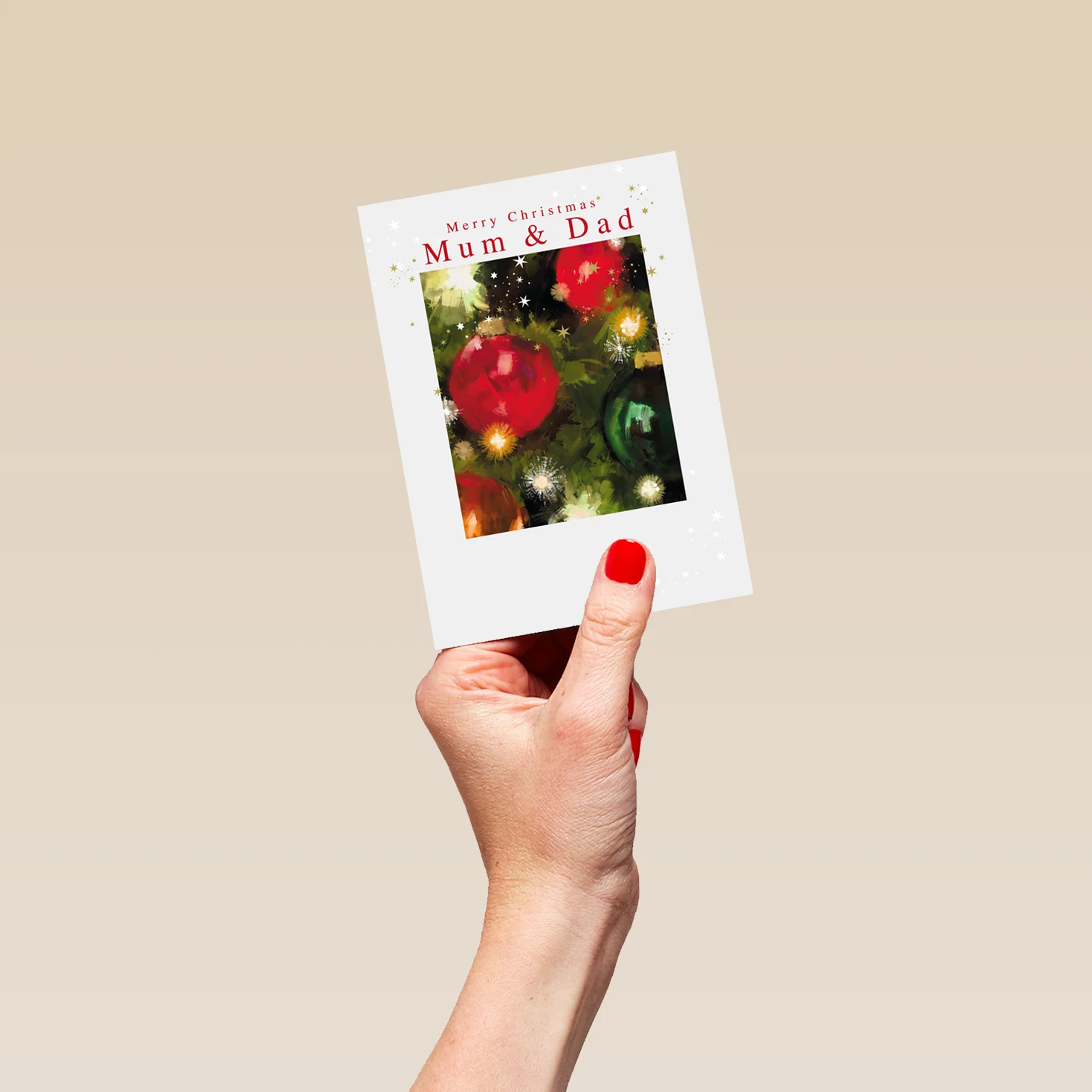 Personalised Baubles Christmas Card For Mum & Dad - Image 4