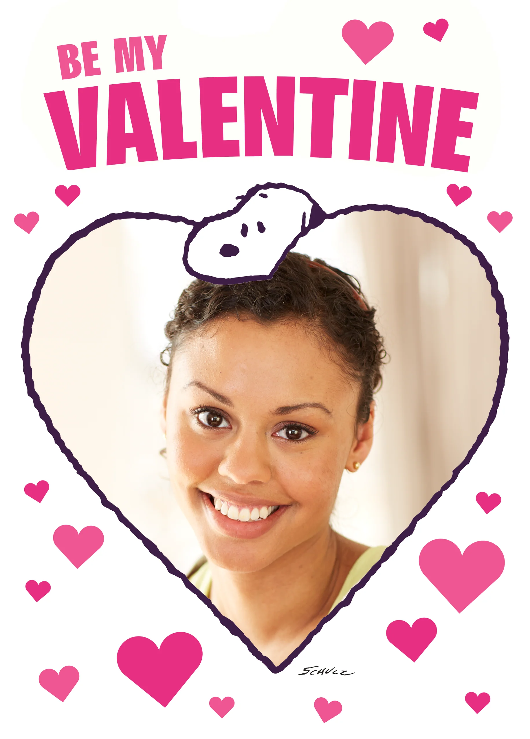 Personalised Be My Valentine SNOOPY Valentine's Day Photo Upload Card