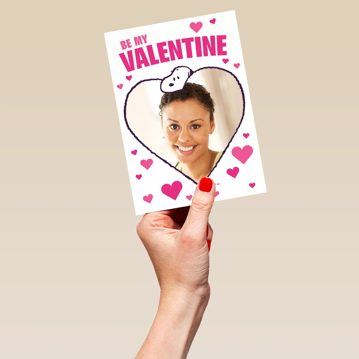 Personalised Be My Valentine SNOOPY Valentine's Day Photo Upload Card - Image 5
